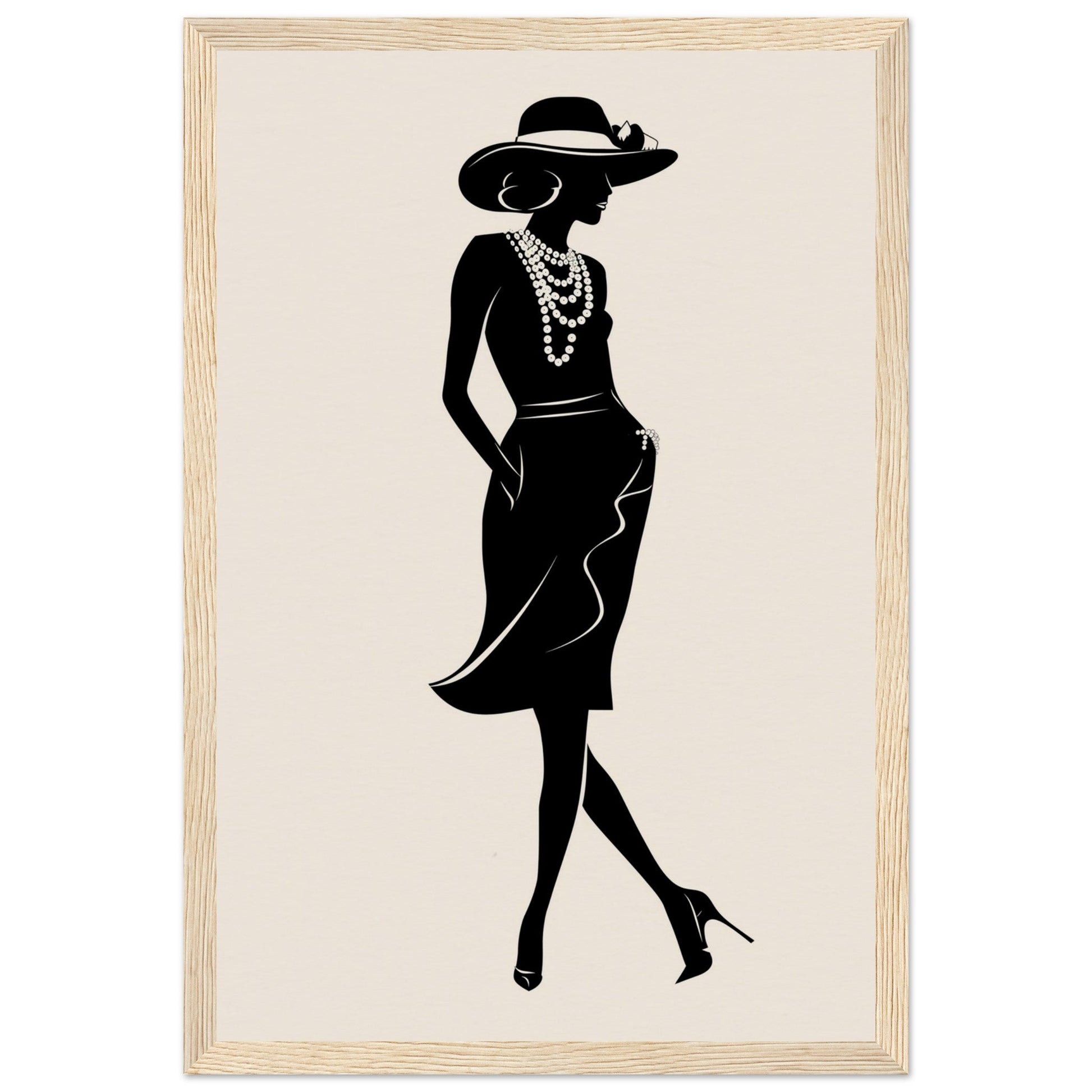 Affiche Mode Noir et Blanc ( 30x45-cm-Bois-clair)