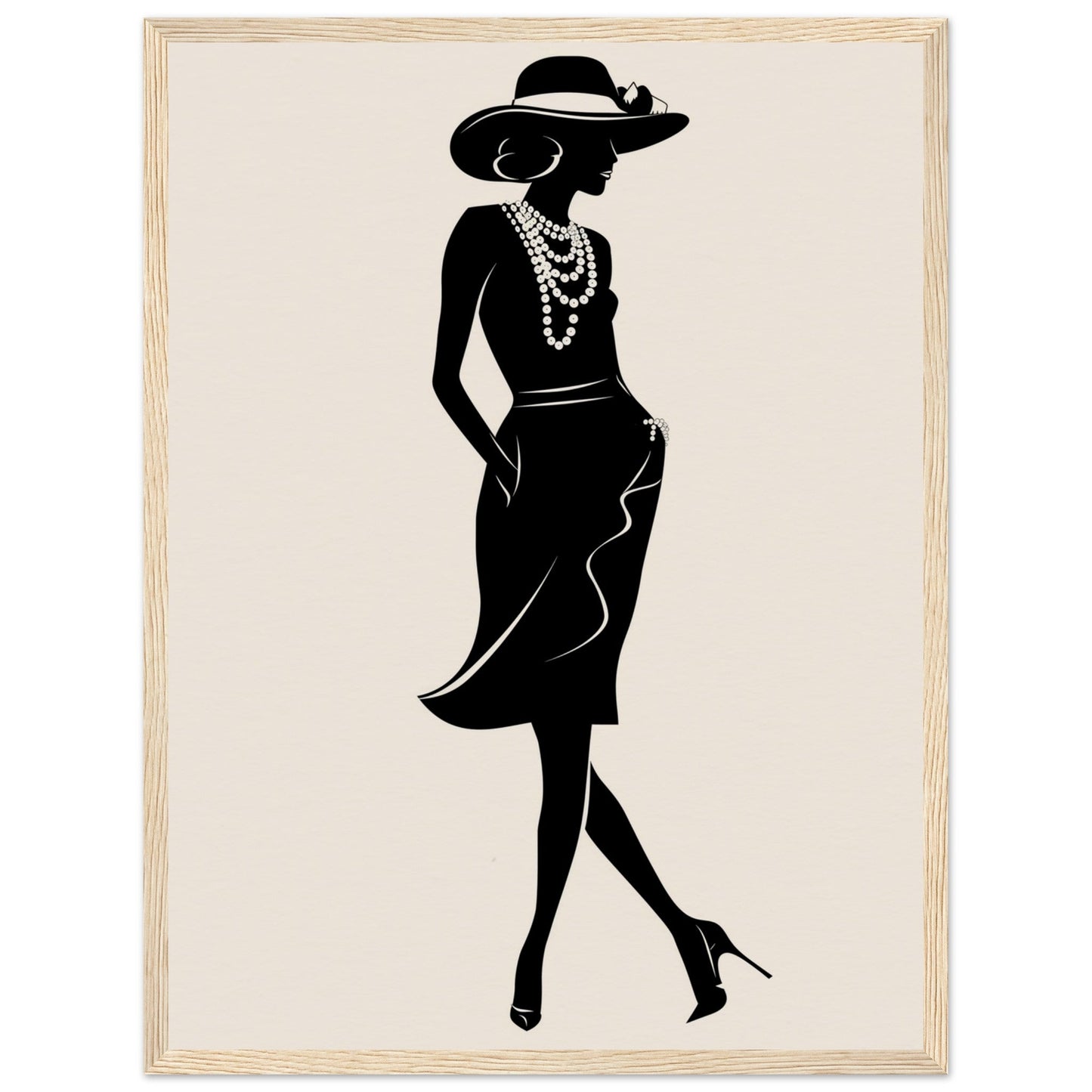 Affiche Mode Noir et Blanc ( 45x60-cm-Bois-clair)