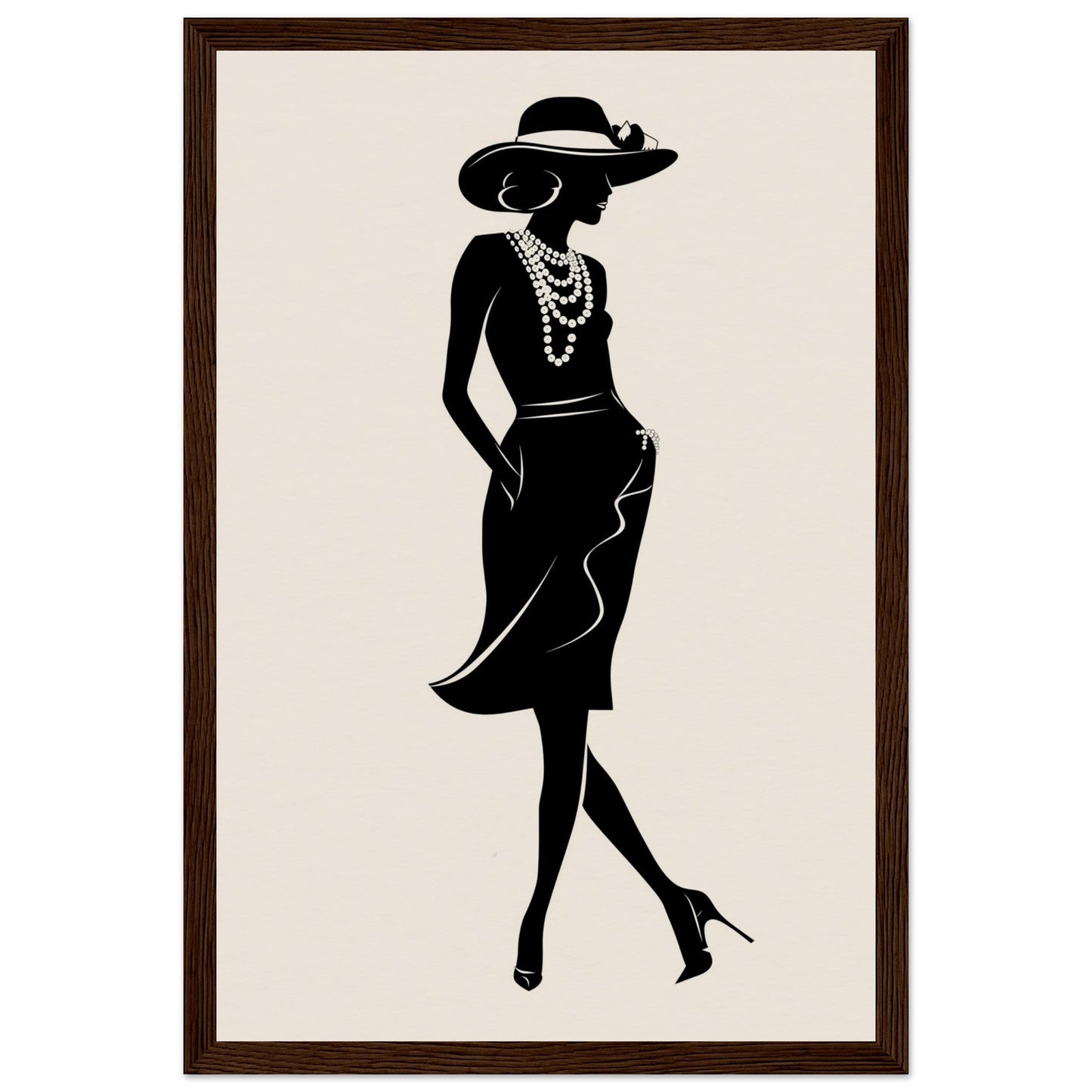 Affiche Mode Noir et Blanc ( 30x45-cm-Bois-foncé)