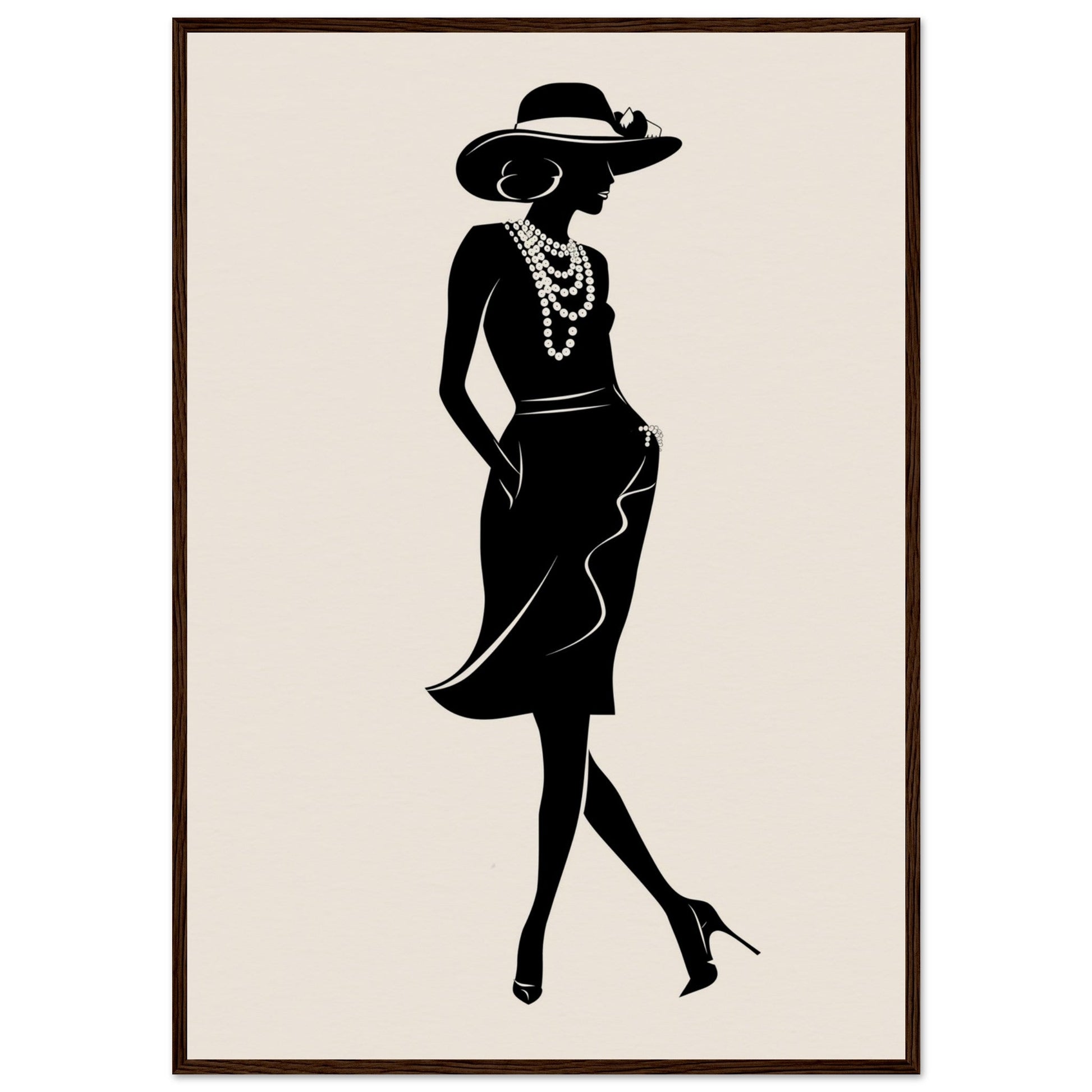 Affiche Mode Noir et Blanc ( 70x100-cm-Bois-foncé)