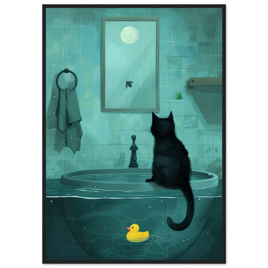 Affiche Murale Salle de Bain ( 70x100-cm-Bois-noir)