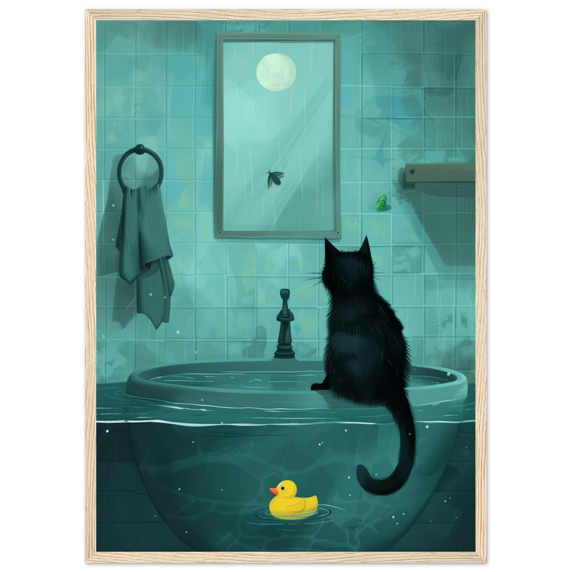 Affiche Murale Salle de Bain ( 50x70-cm-Bois-clair)