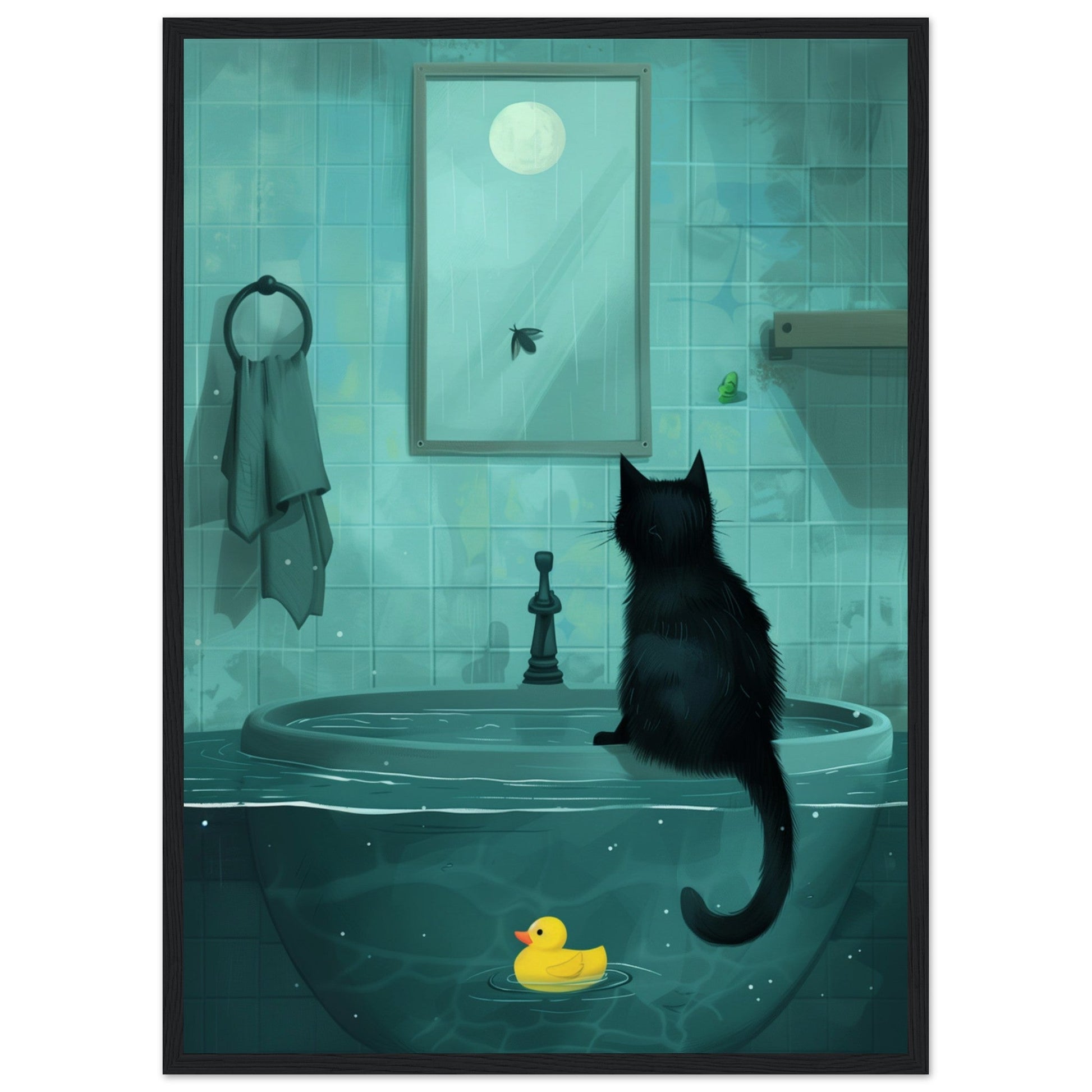 Affiche Murale Salle de Bain ( 50x70-cm-Bois-noir)