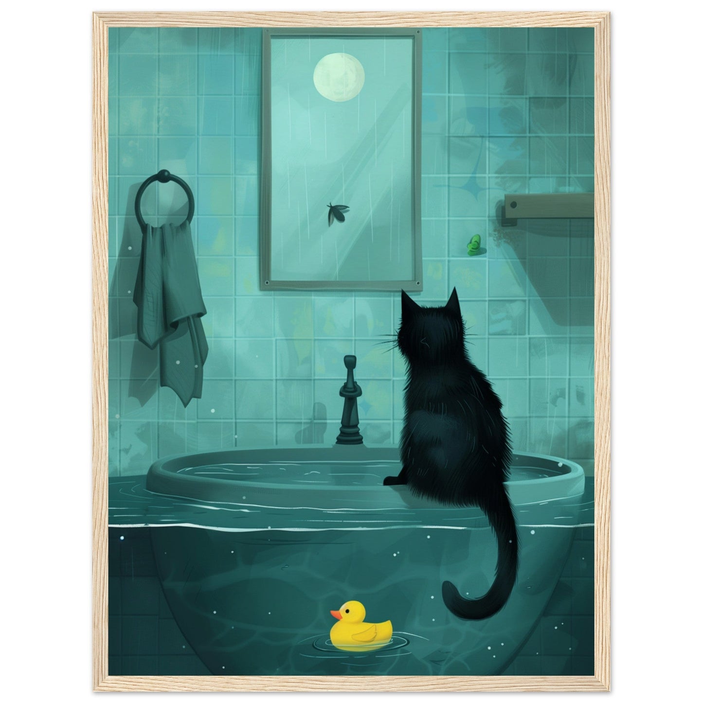 Affiche Murale Salle de Bain ( 45x60-cm-Bois-clair)