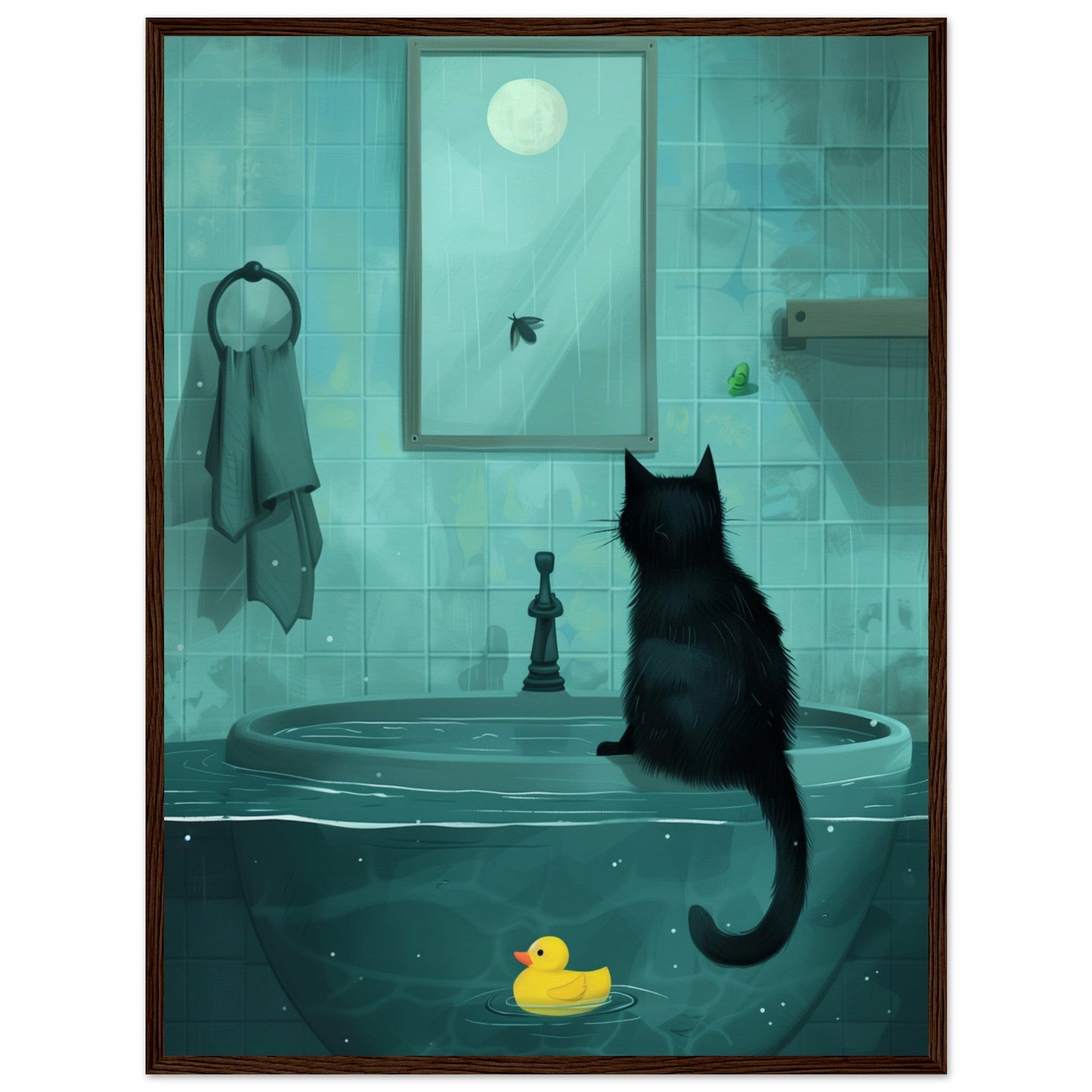 Affiche Murale Salle de Bain ( 60x80-cm-Bois-foncé)