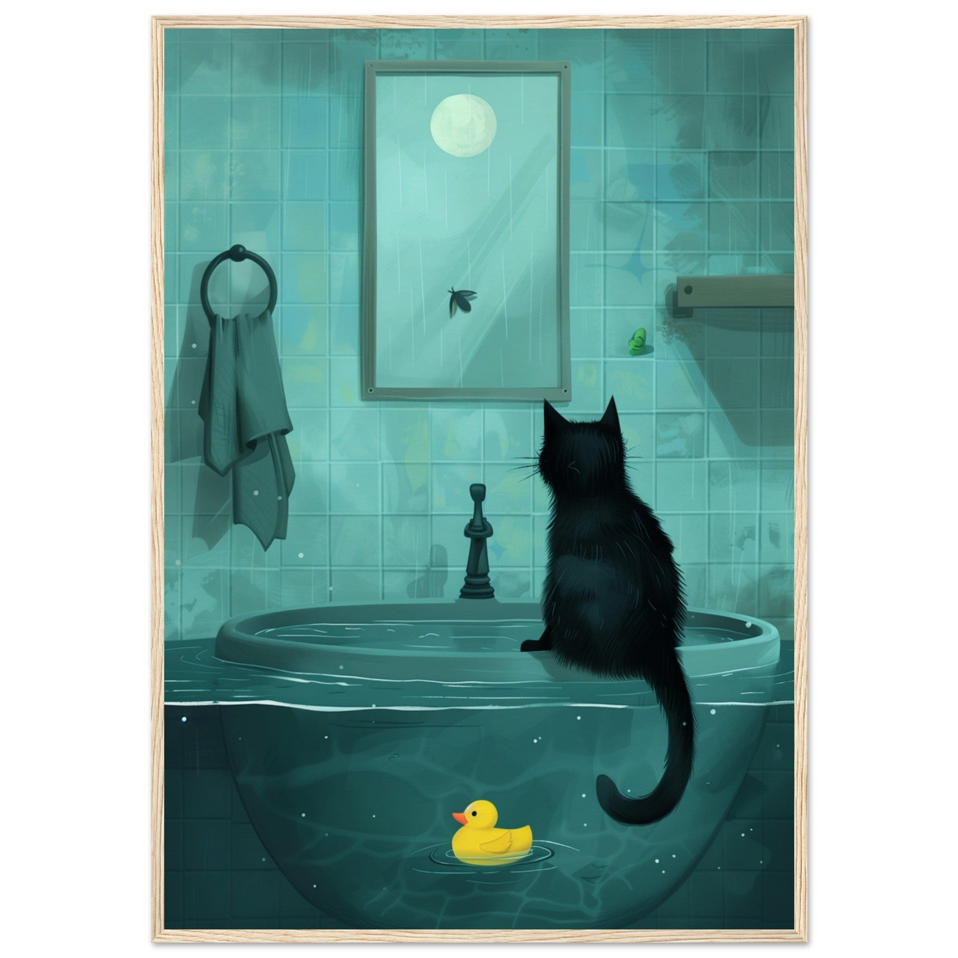 Affiche Murale Salle de Bain ( 70x100-cm-Bois-clair)