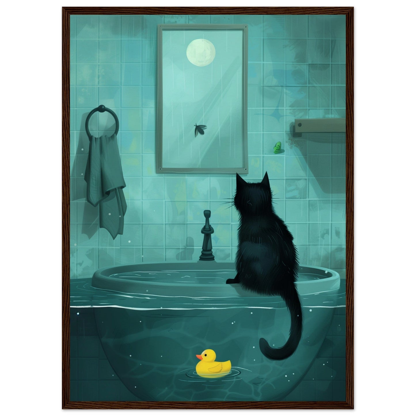 Affiche Murale Salle de Bain ( 50x70-cm-Bois-foncé)