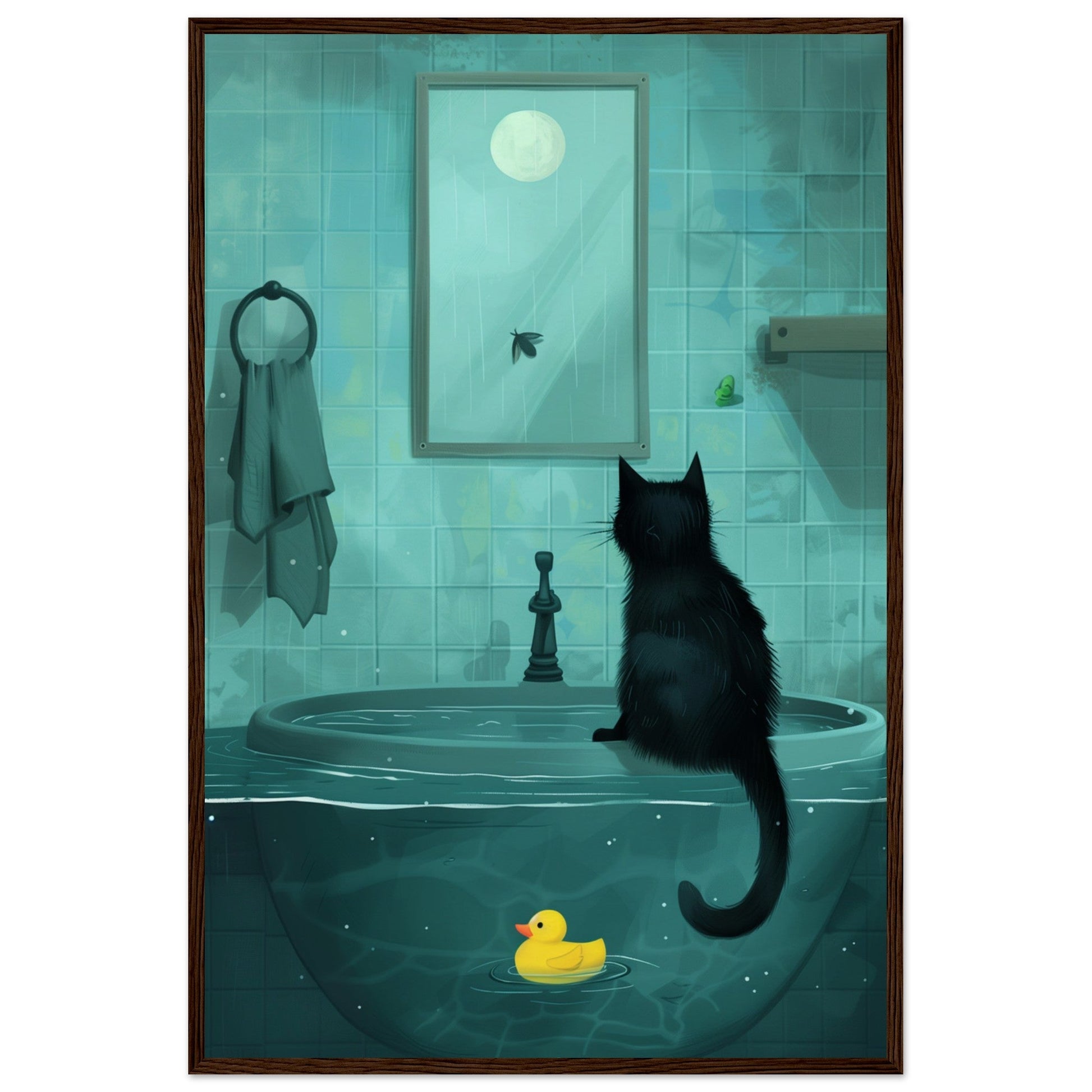 Affiche Murale Salle de Bain ( 60x90-cm-Bois-foncé)