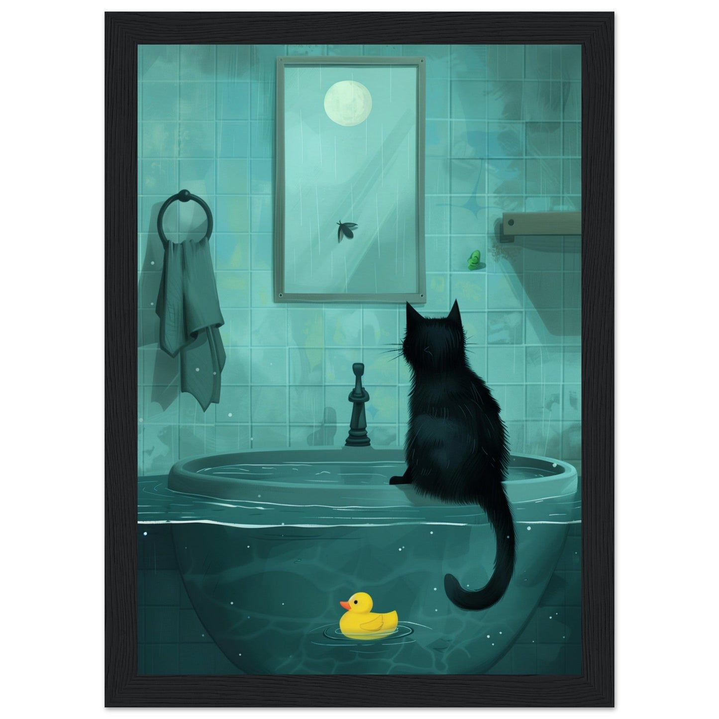 Affiche Murale Salle de Bain ( 21x29.7-cm-Bois-noir)