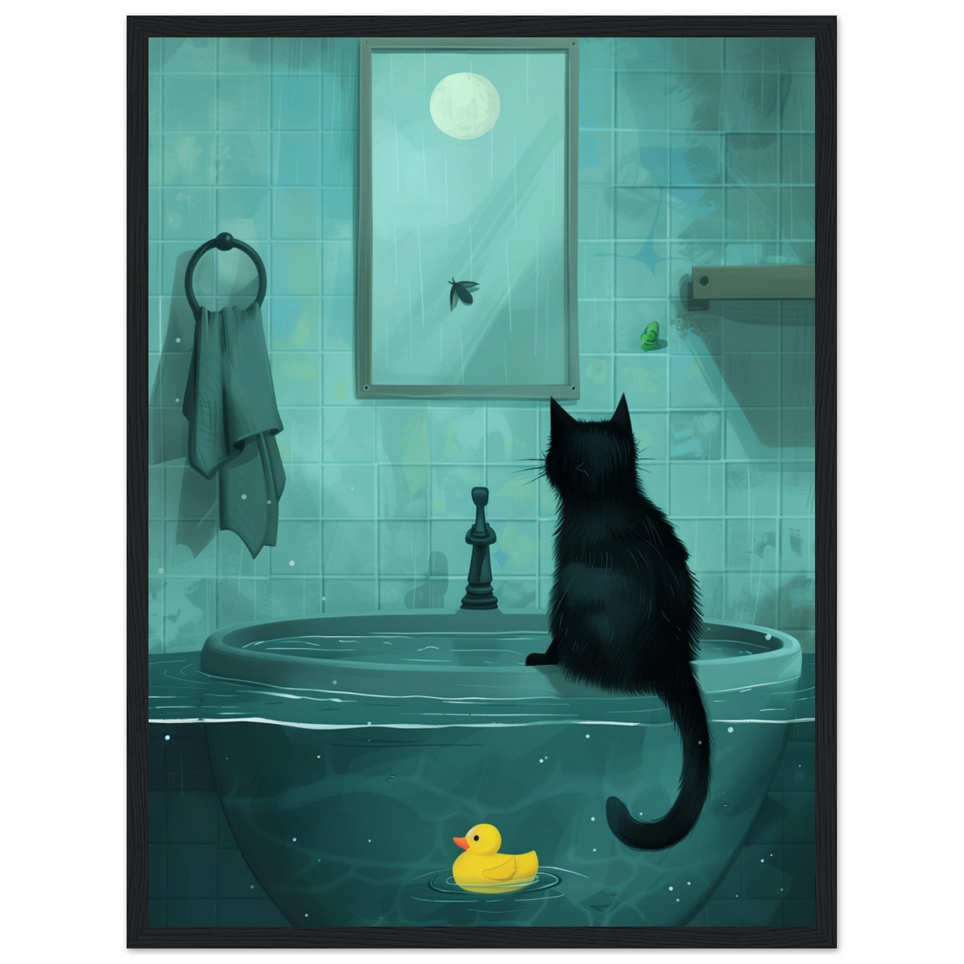 Affiche Murale Salle de Bain ( 45x60-cm-Bois-noir)