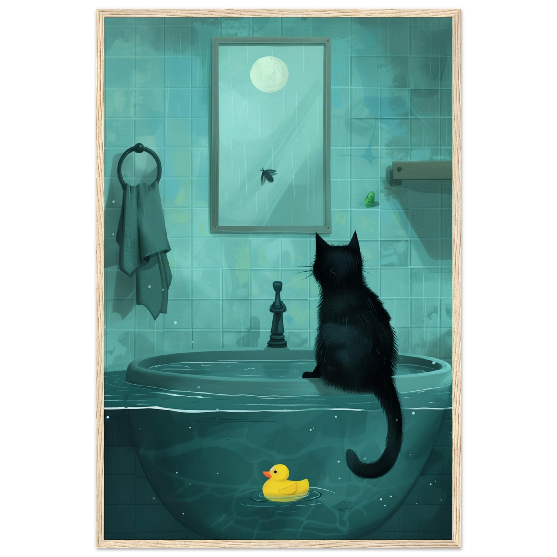 Affiche Murale Salle de Bain ( 60x90-cm-Bois-clair)