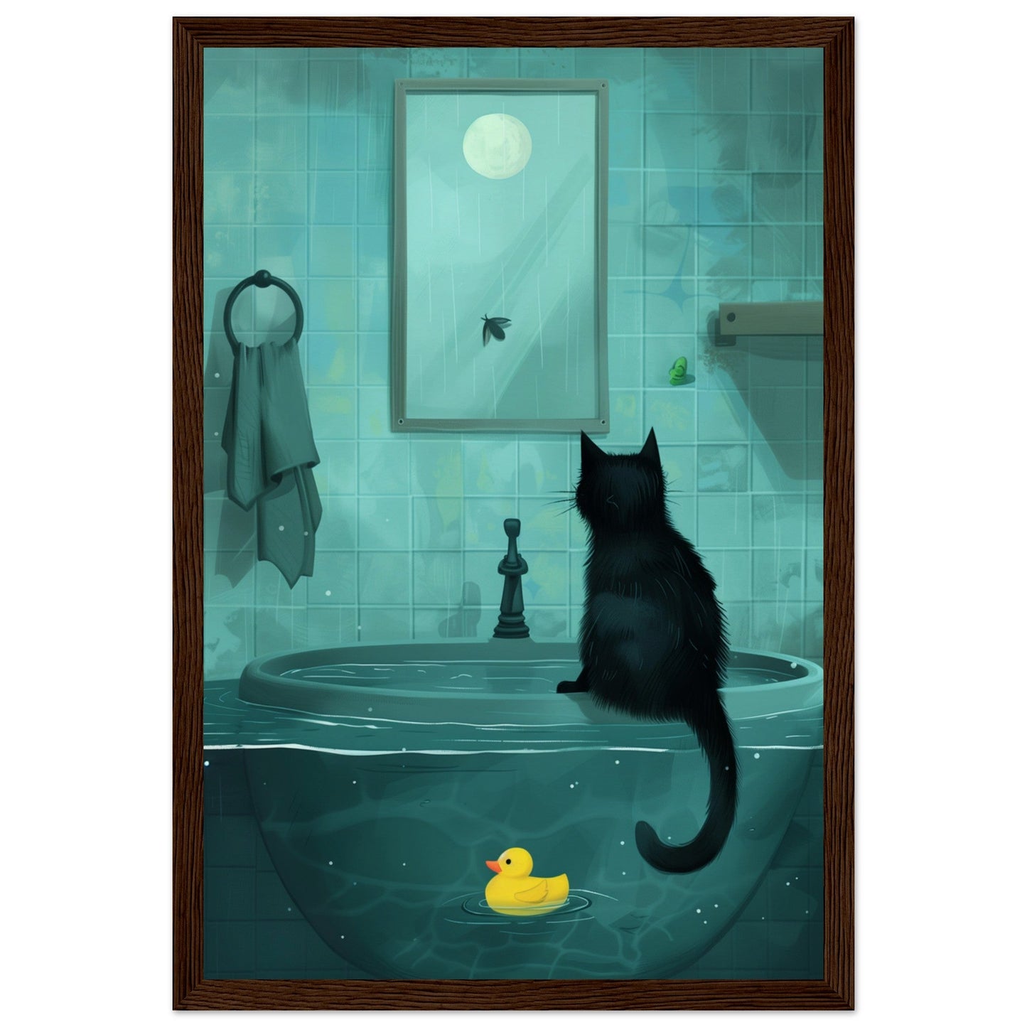 Affiche Murale Salle de Bain ( 30x45-cm-Bois-foncé)