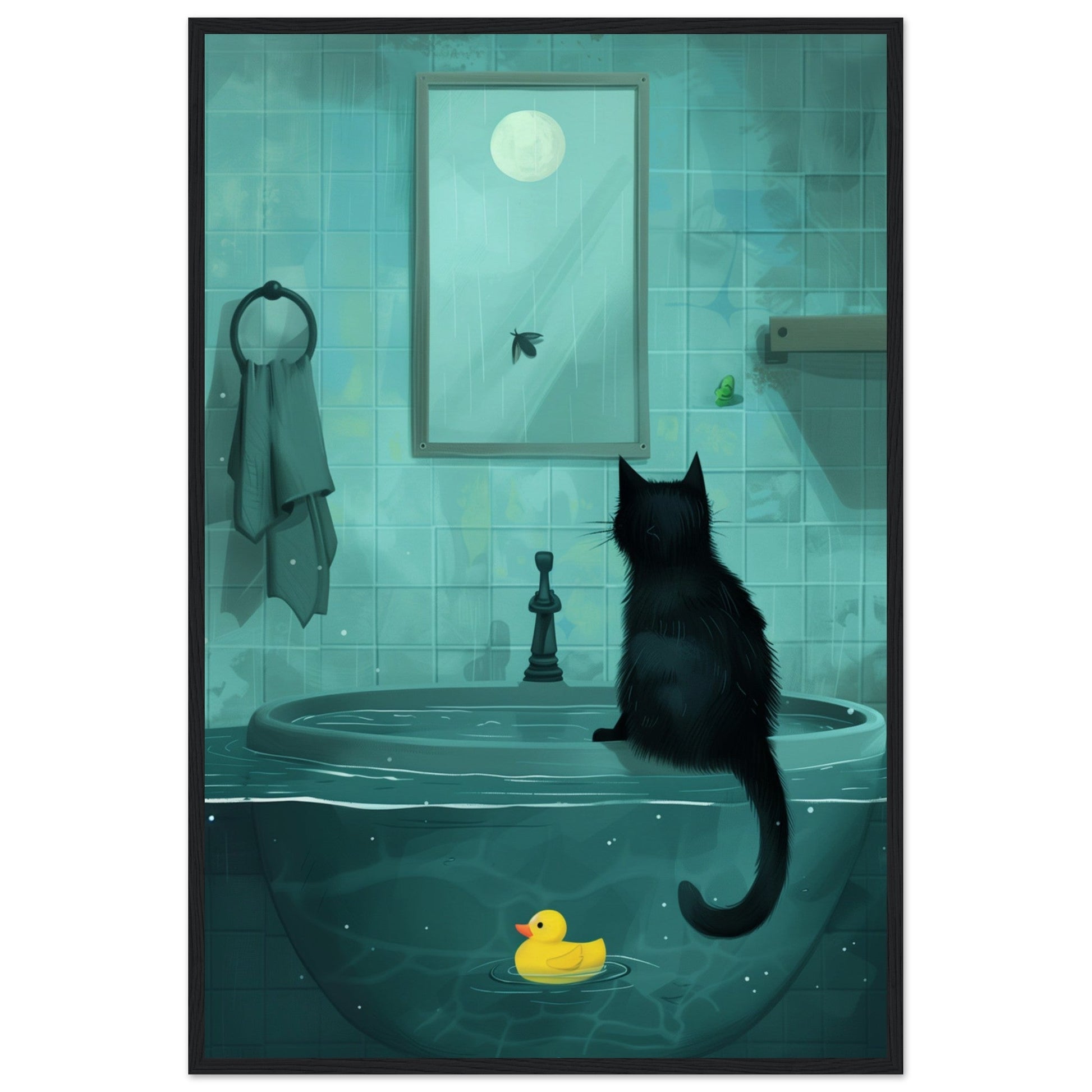 Affiche Murale Salle de Bain ( 60x90-cm-Bois-noir)