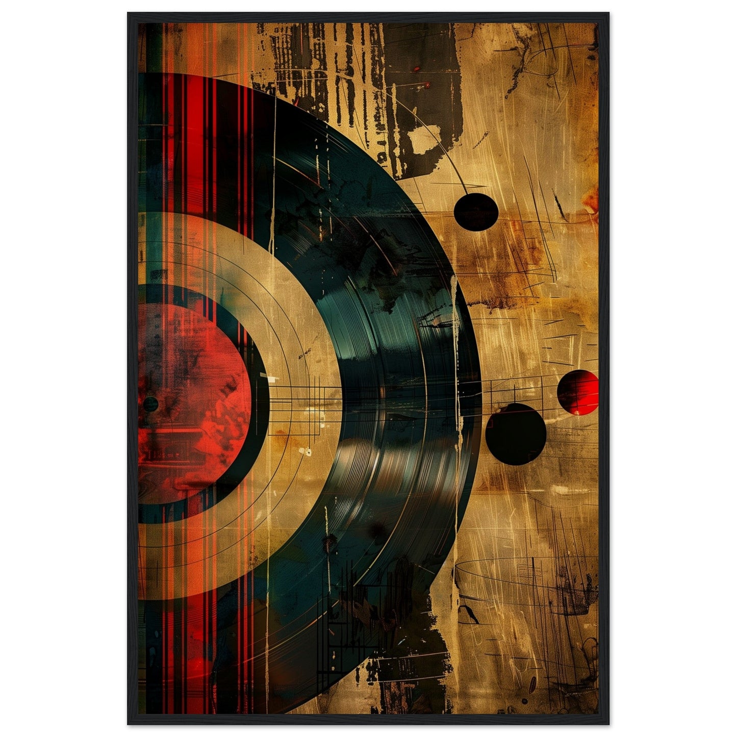 Affiche Musique Rétro ( 60x90-cm-Bois-noir)