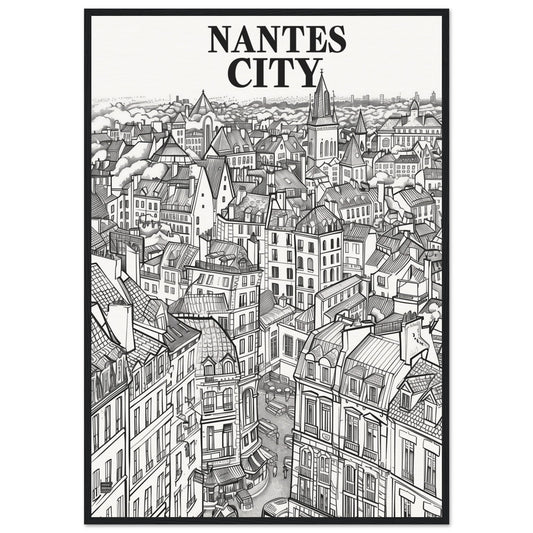 Affiche Nantes City ( 70x100-cm-Bois-noir)