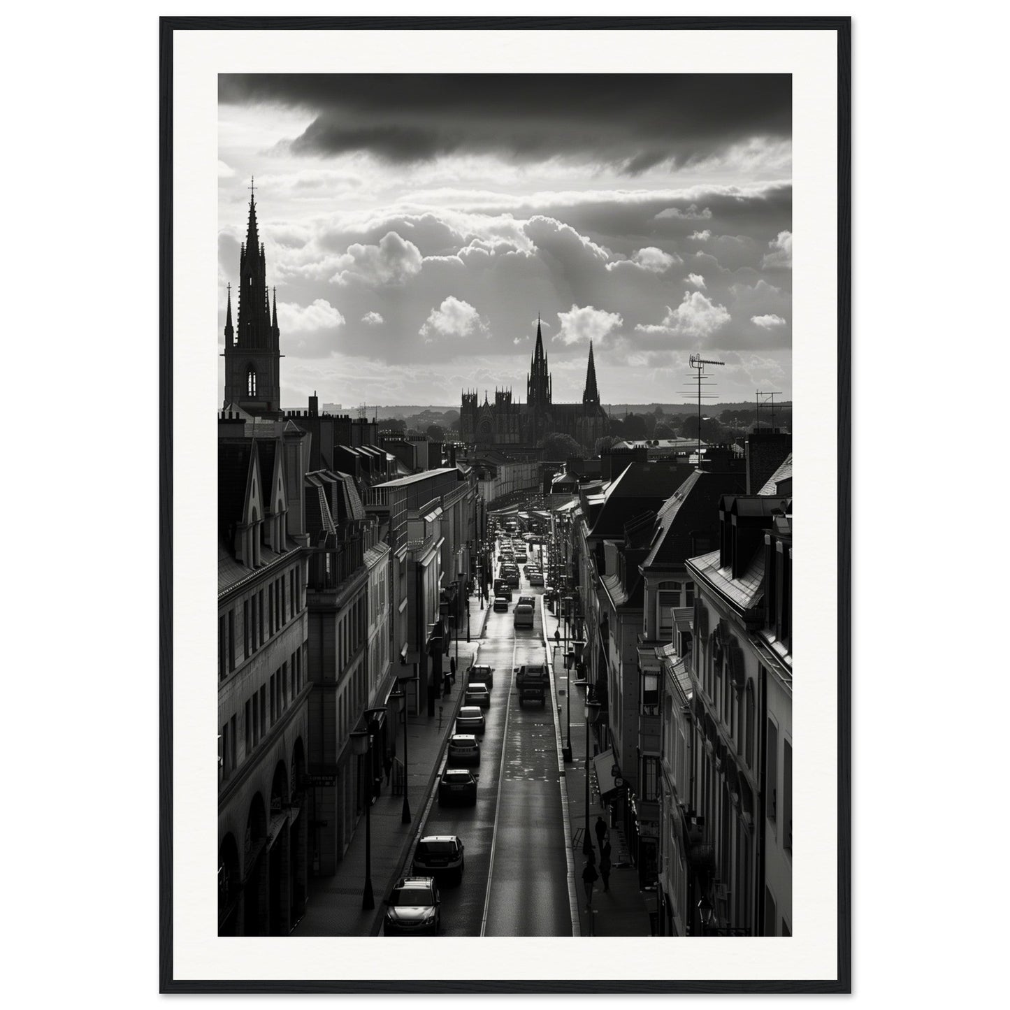 Affiche Nantes Noir Et Blanc ( 70x100-cm-Bois-noir)