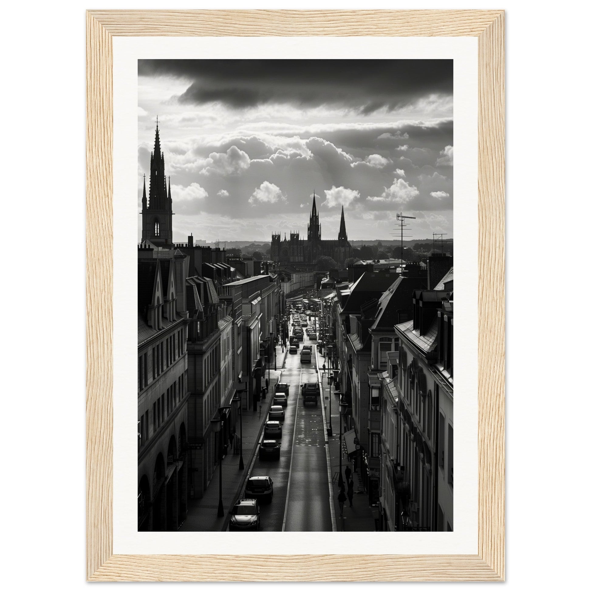 Affiche Nantes Noir Et Blanc ( 21x29.7-cm-Bois-clair)