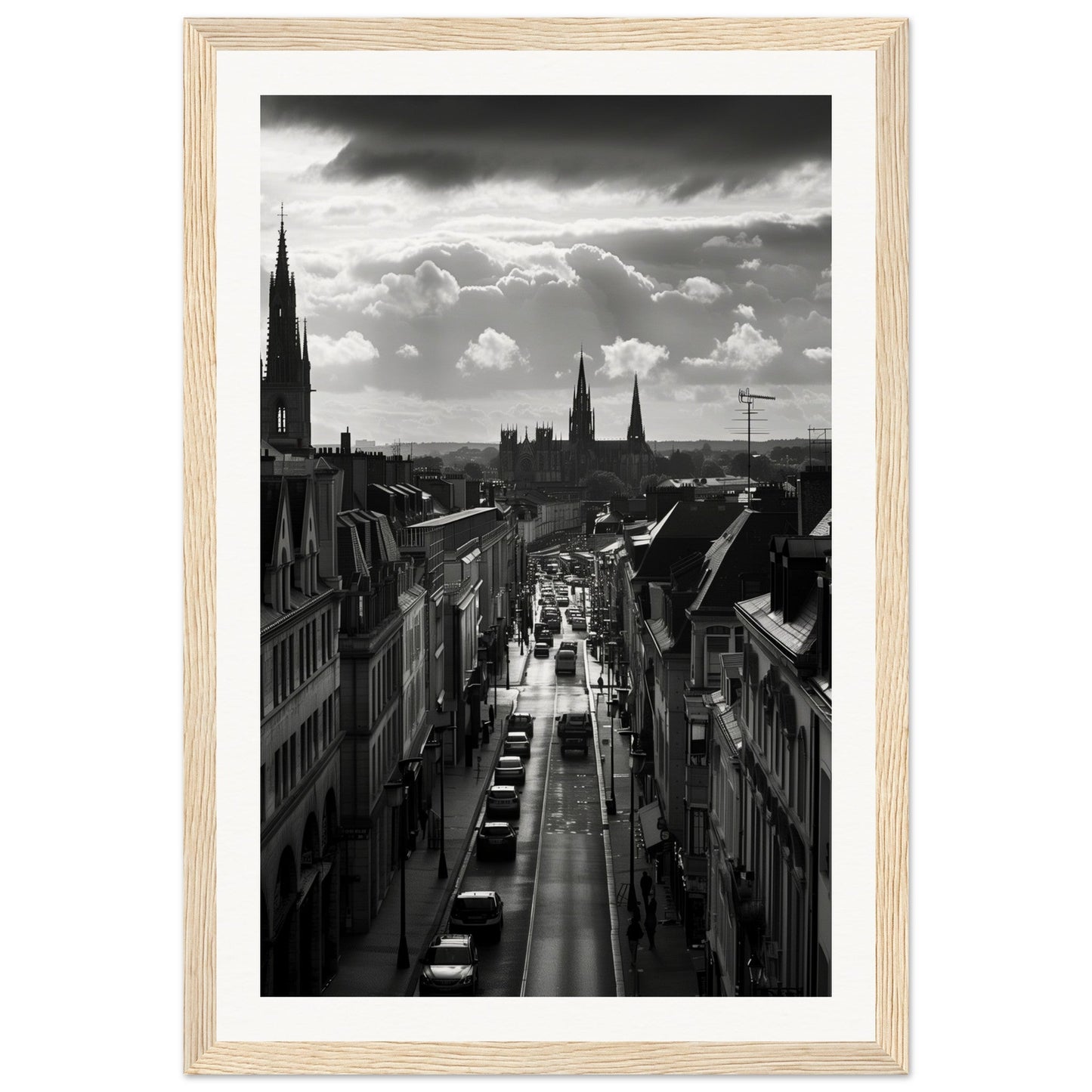 Affiche Nantes Noir Et Blanc ( 30x45-cm-Bois-clair)