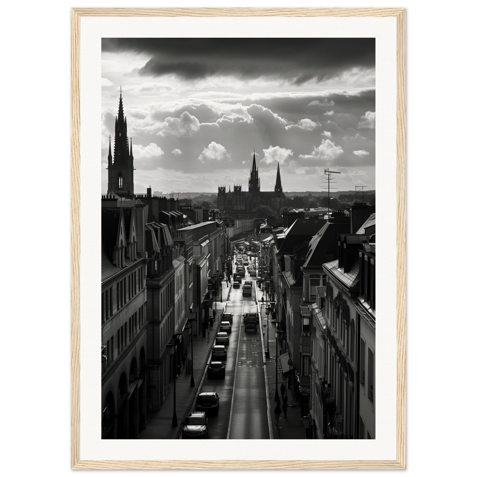 Affiche Nantes Noir Et Blanc ( 50x70-cm-Bois-clair)