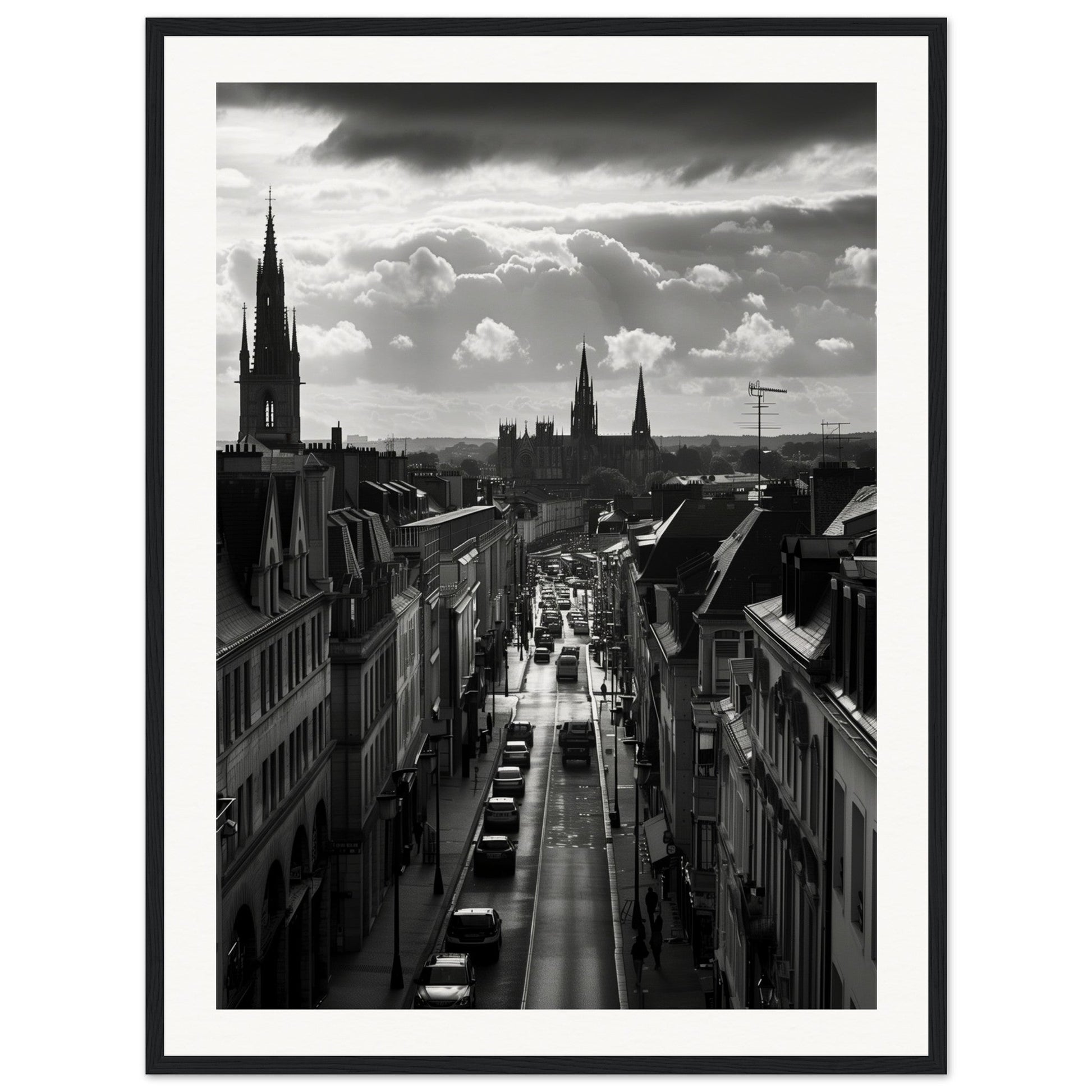 Affiche Nantes Noir Et Blanc ( 60x80-cm-Bois-noir)