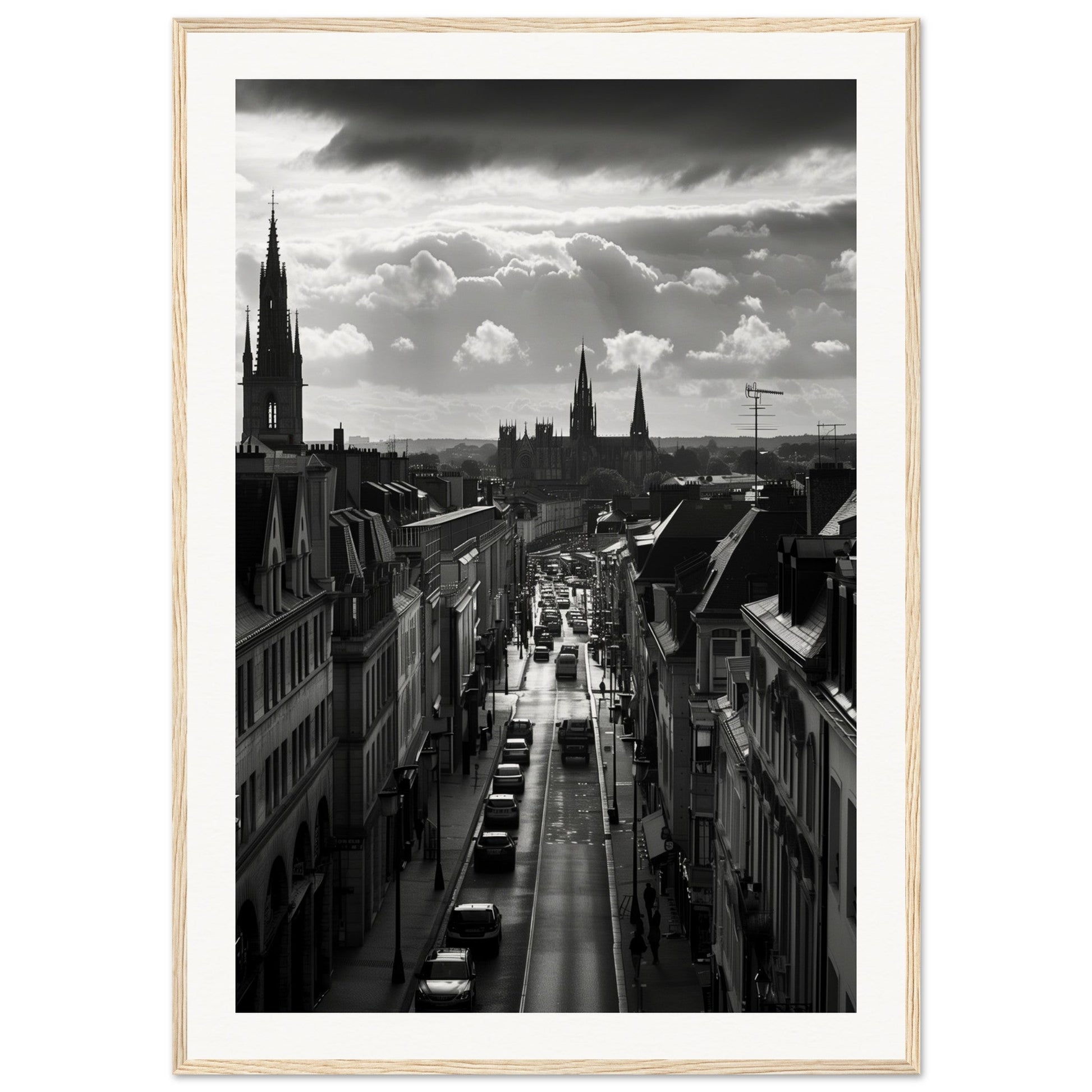 Affiche Nantes Noir Et Blanc ( 70x100-cm-Bois-clair)