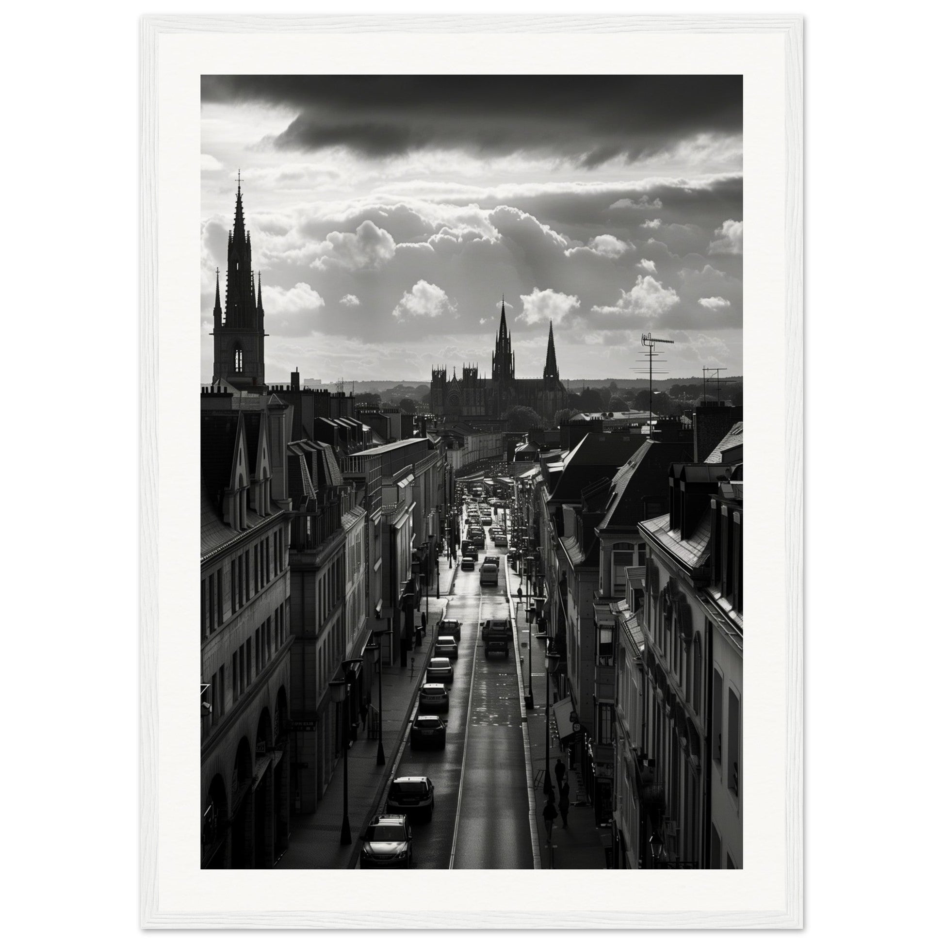 Affiche Nantes Noir Et Blanc ( 50x70-cm-Bois-blanc)