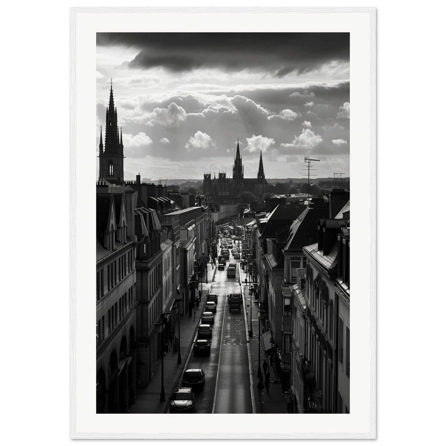 Affiche Nantes Noir Et Blanc ( 70x100-cm-Bois-blanc)