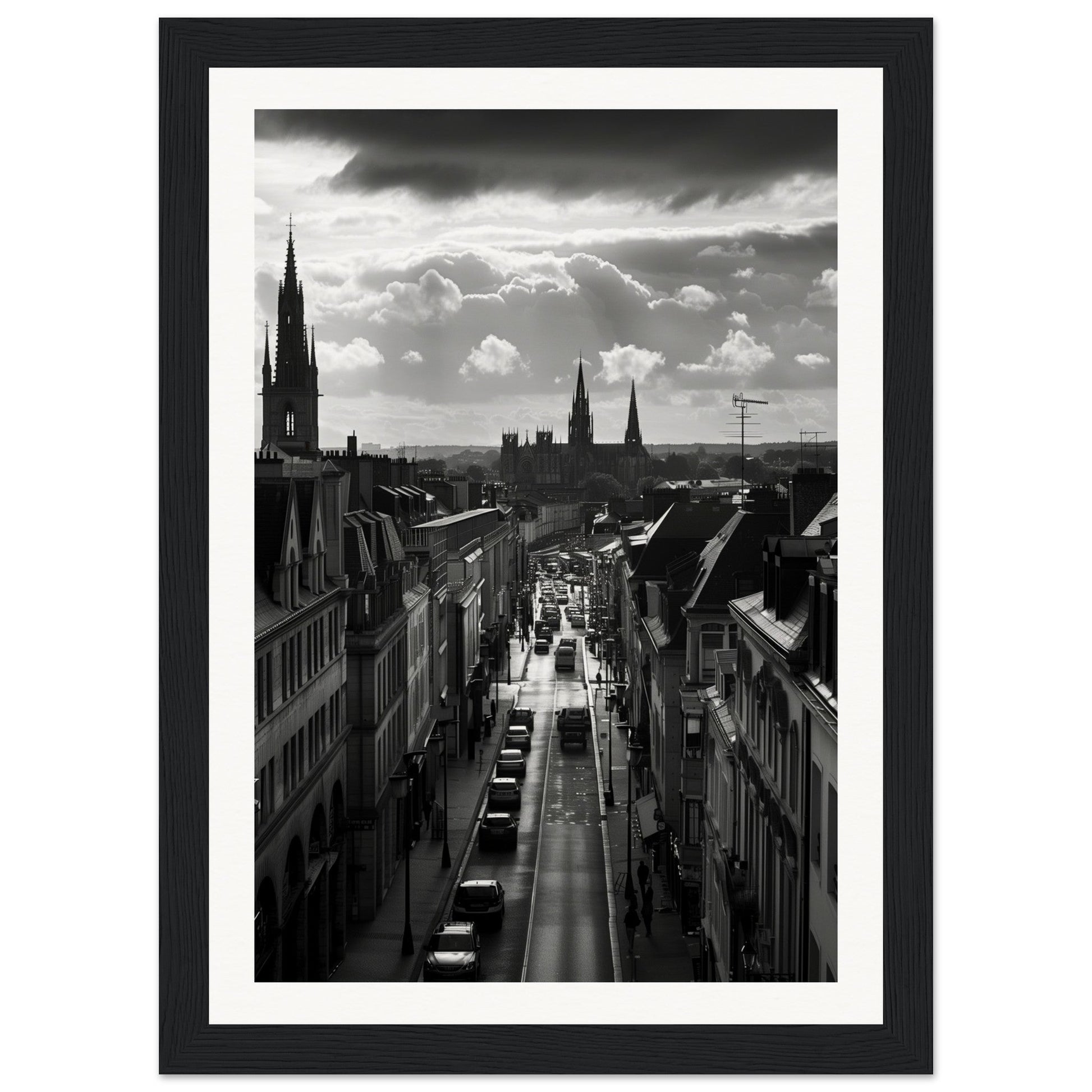 Affiche Nantes Noir Et Blanc ( 21x29.7-cm-Bois-noir)