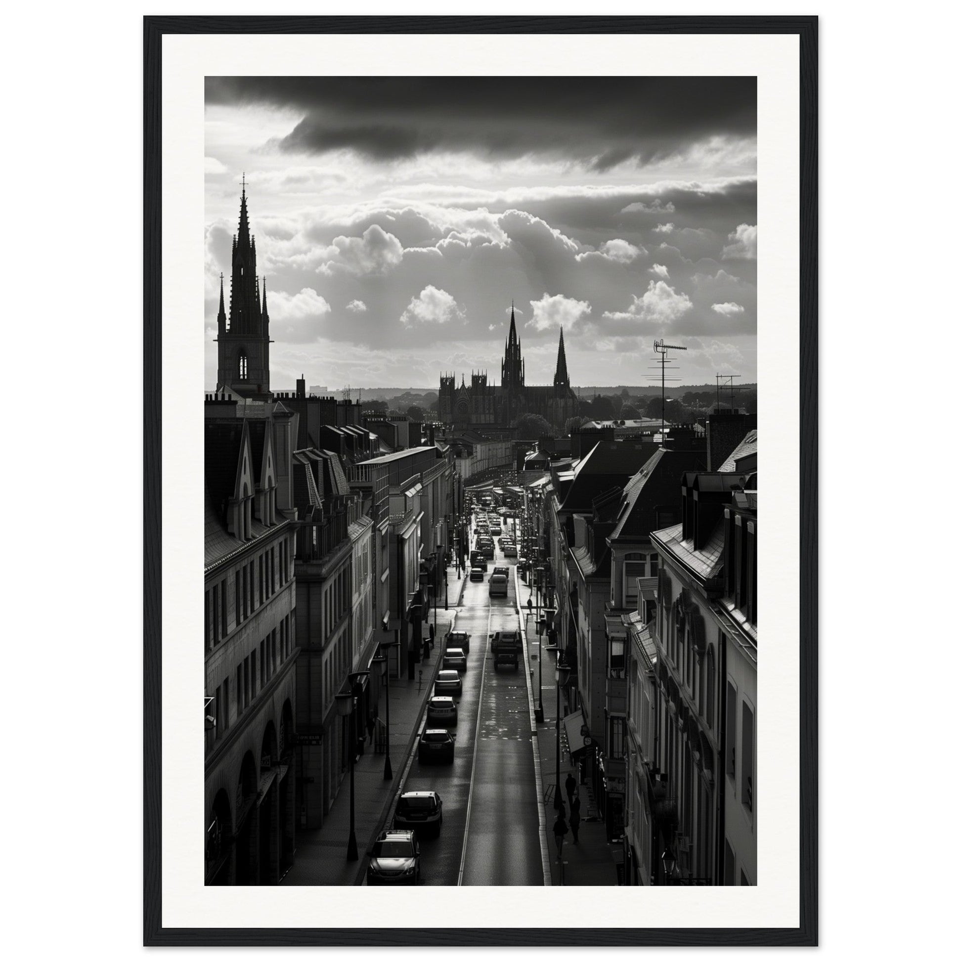 Affiche Nantes Noir Et Blanc ( 50x70-cm-Bois-noir)