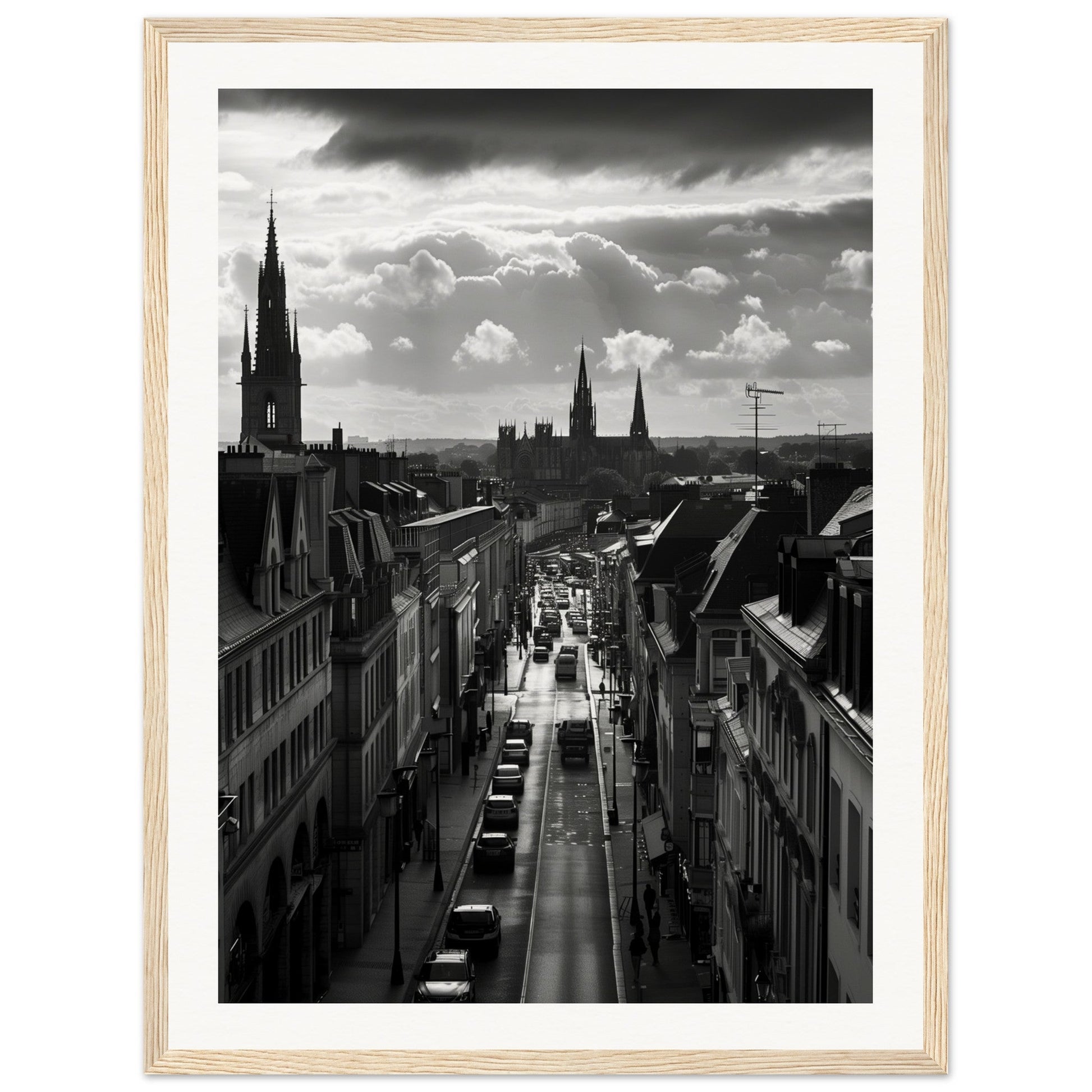 Affiche Nantes Noir Et Blanc ( 45x60-cm-Bois-clair)