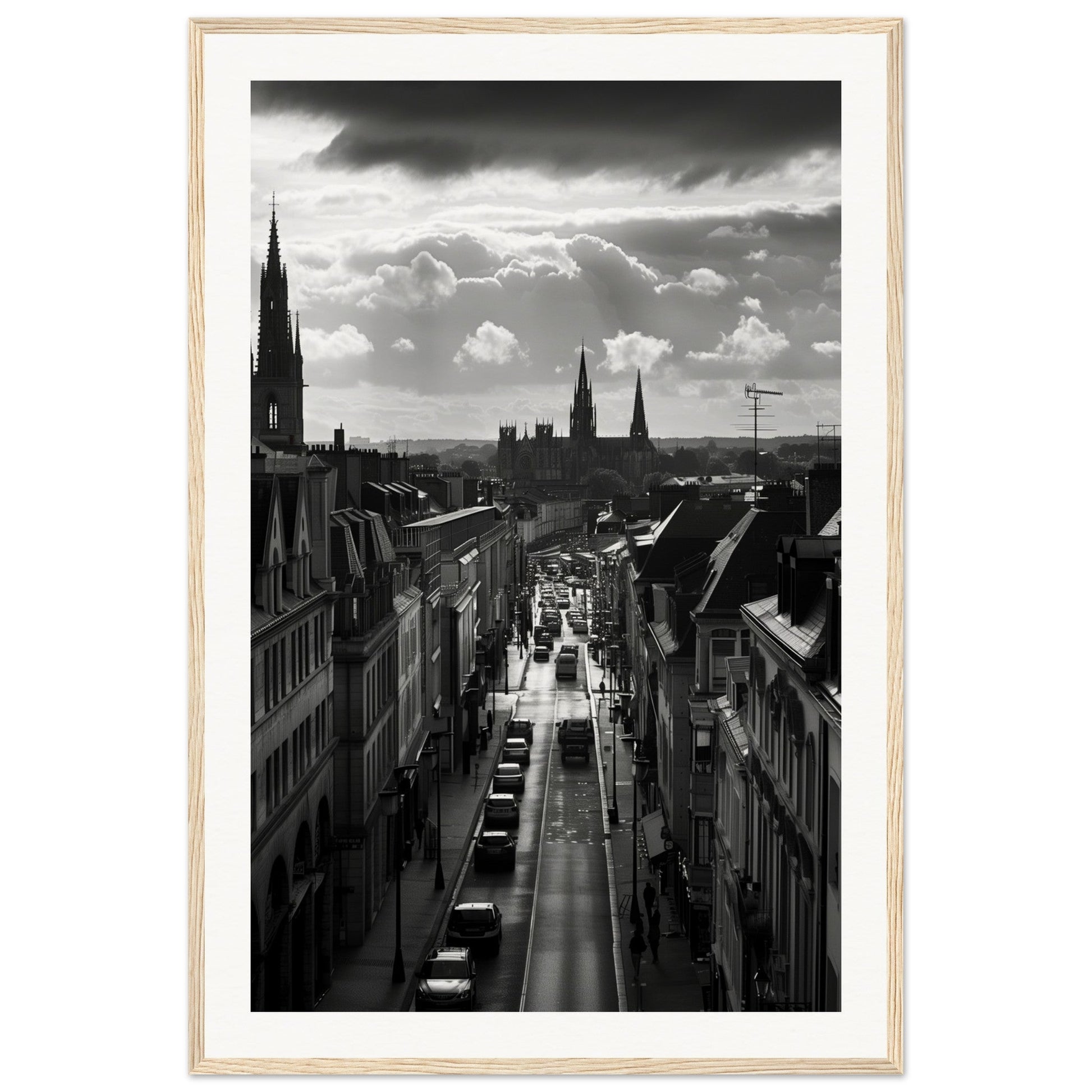 Affiche Nantes Noir Et Blanc ( 60x90-cm-Bois-clair)