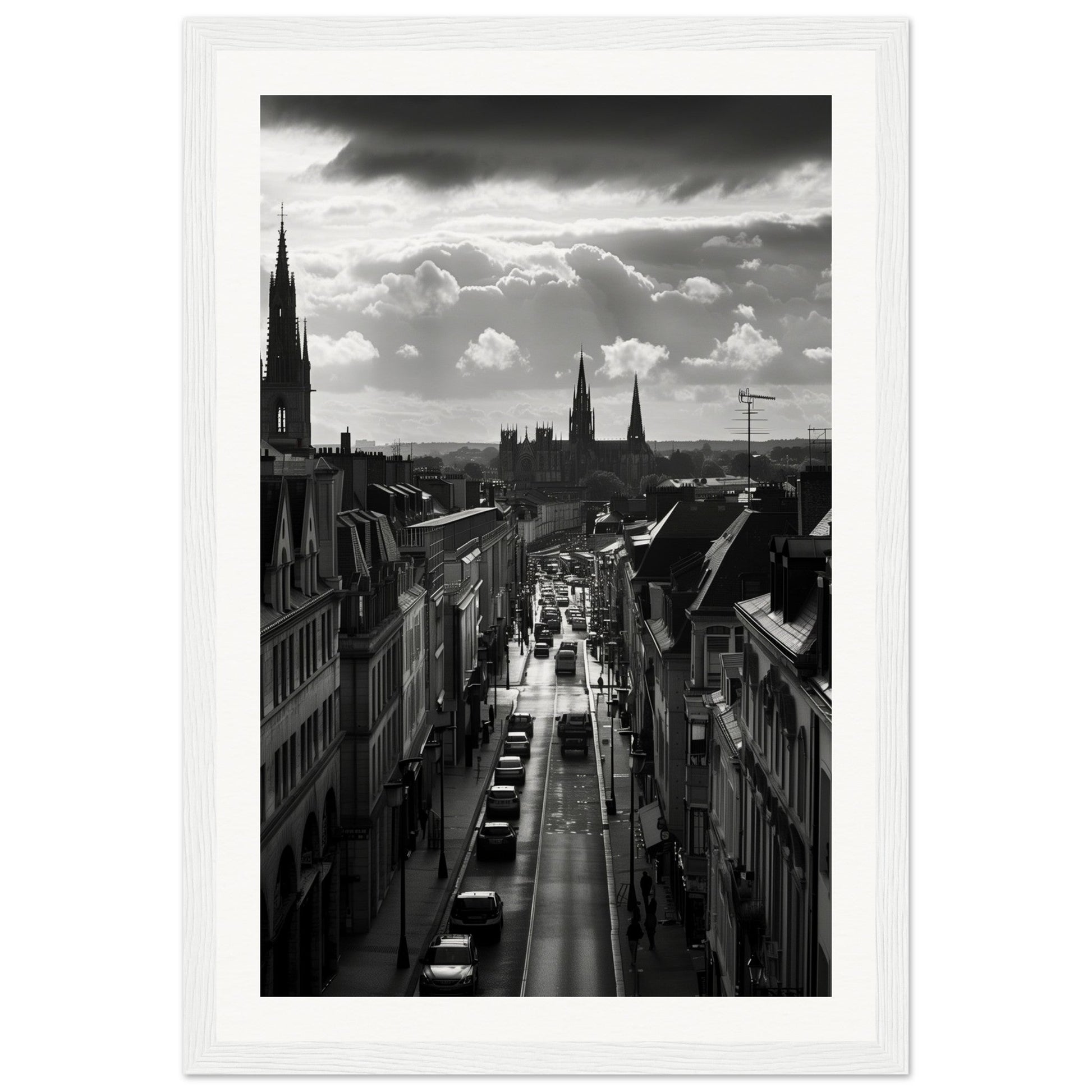 Affiche Nantes Noir Et Blanc ( 30x45-cm-Bois-blanc)