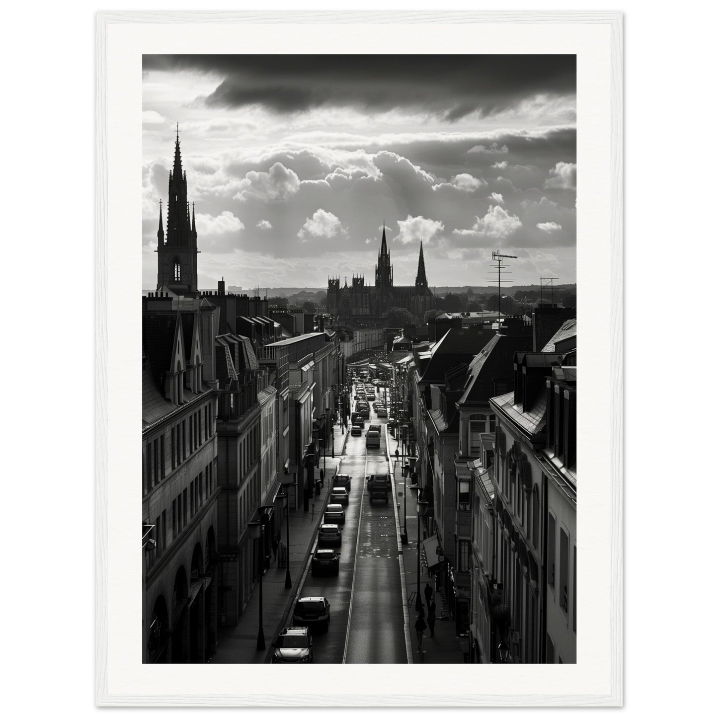 Affiche Nantes Noir Et Blanc ( 60x80-cm-Bois-blanc)