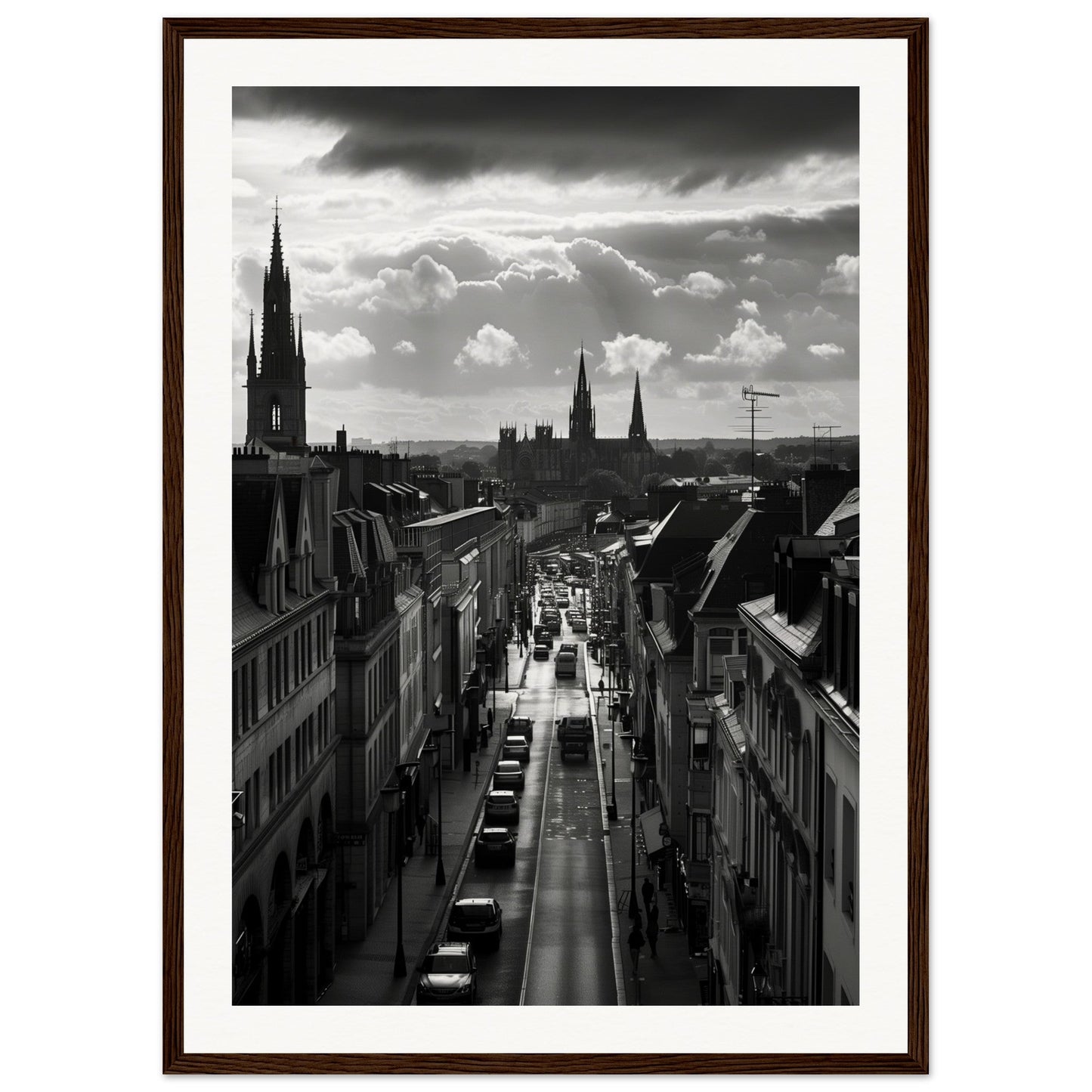 Affiche Nantes Noir Et Blanc ( 50x70-cm-Bois-foncé)