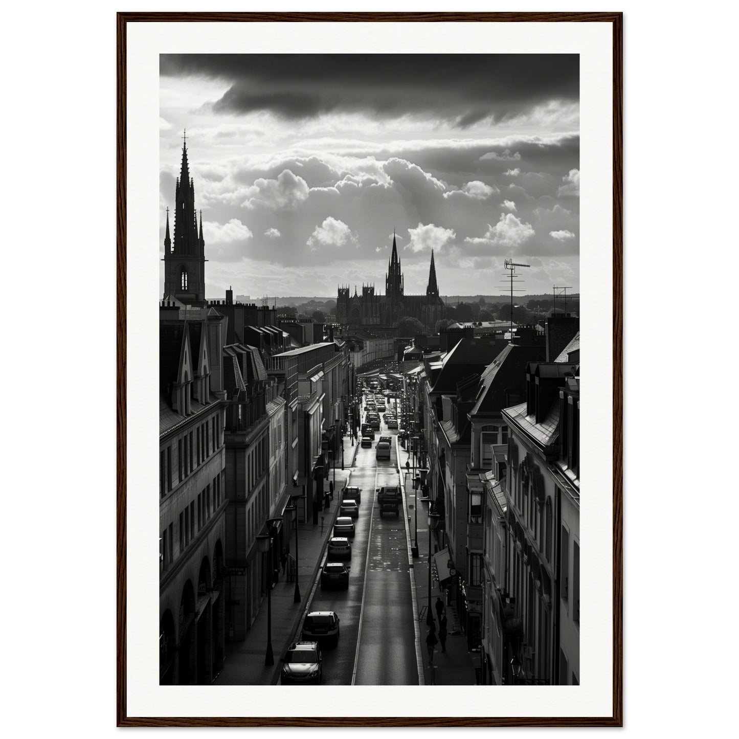 Affiche Nantes Noir Et Blanc ( 70x100-cm-Bois-foncé)