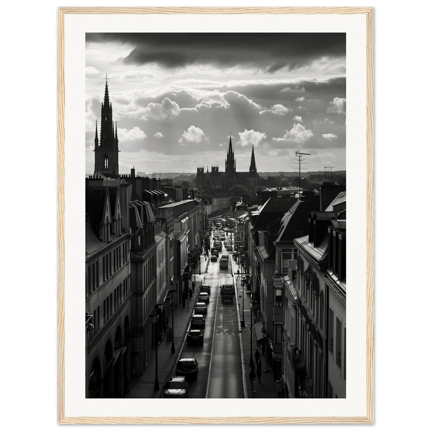 Affiche Nantes Noir Et Blanc ( 60x80-cm-Bois-clair)