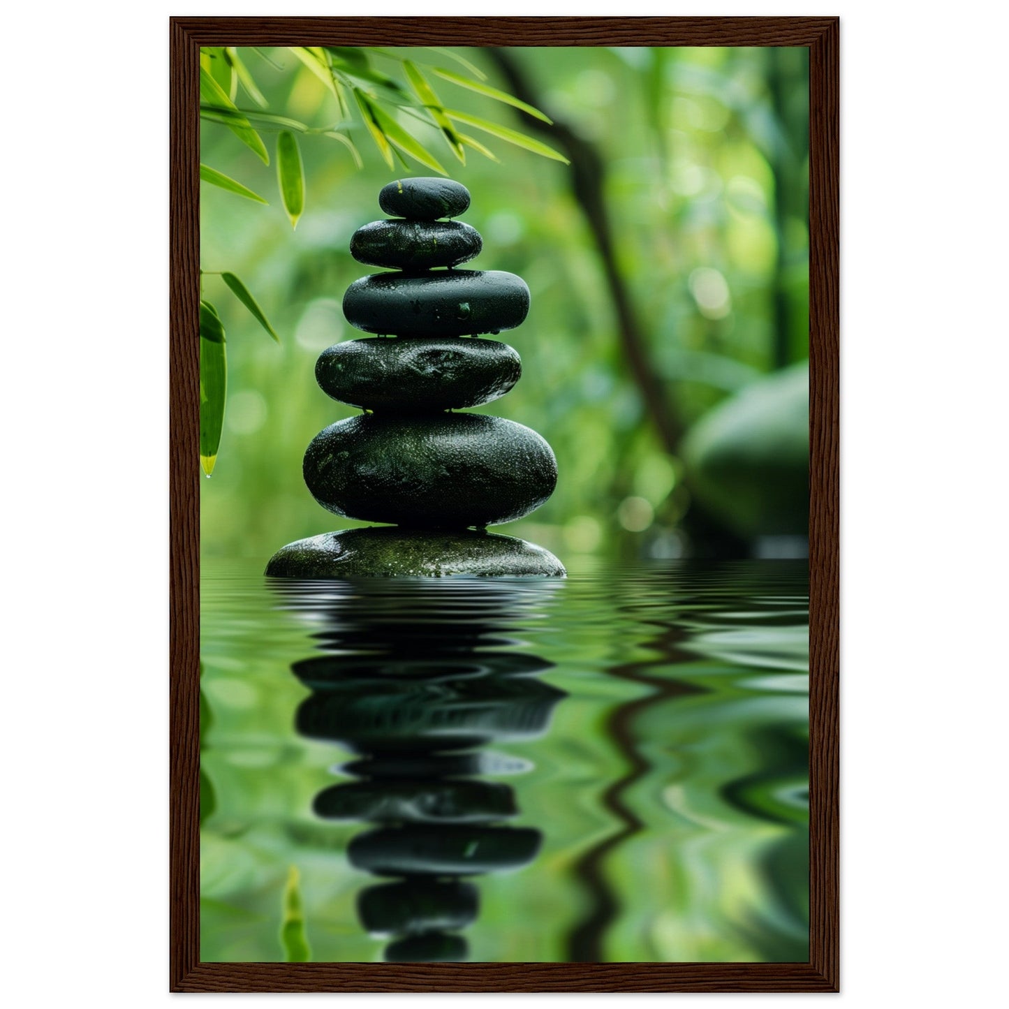 Affiche Nature Zen ( 30x45-cm-Bois-foncé)