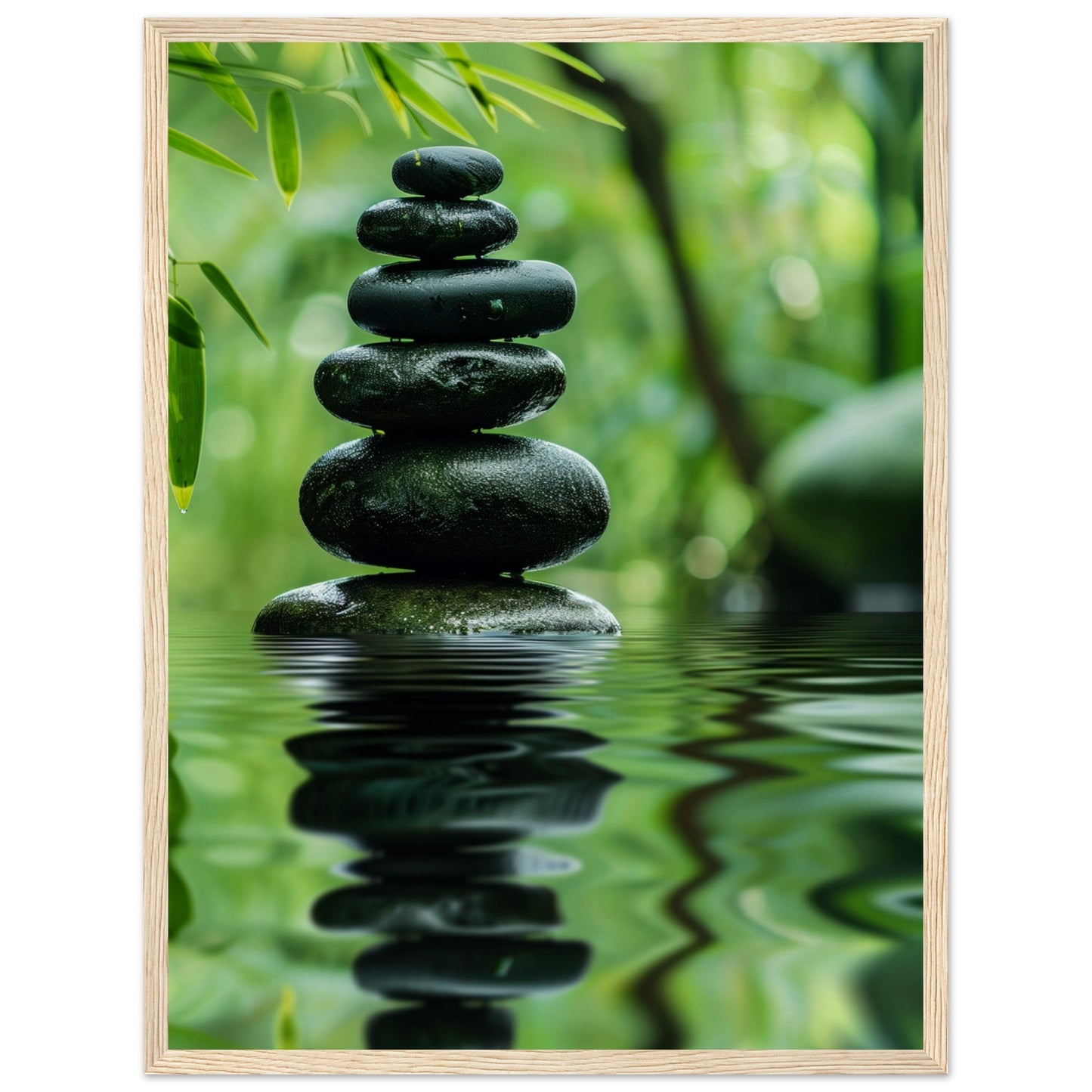 Affiche Nature Zen ( 45x60-cm-Bois-clair)