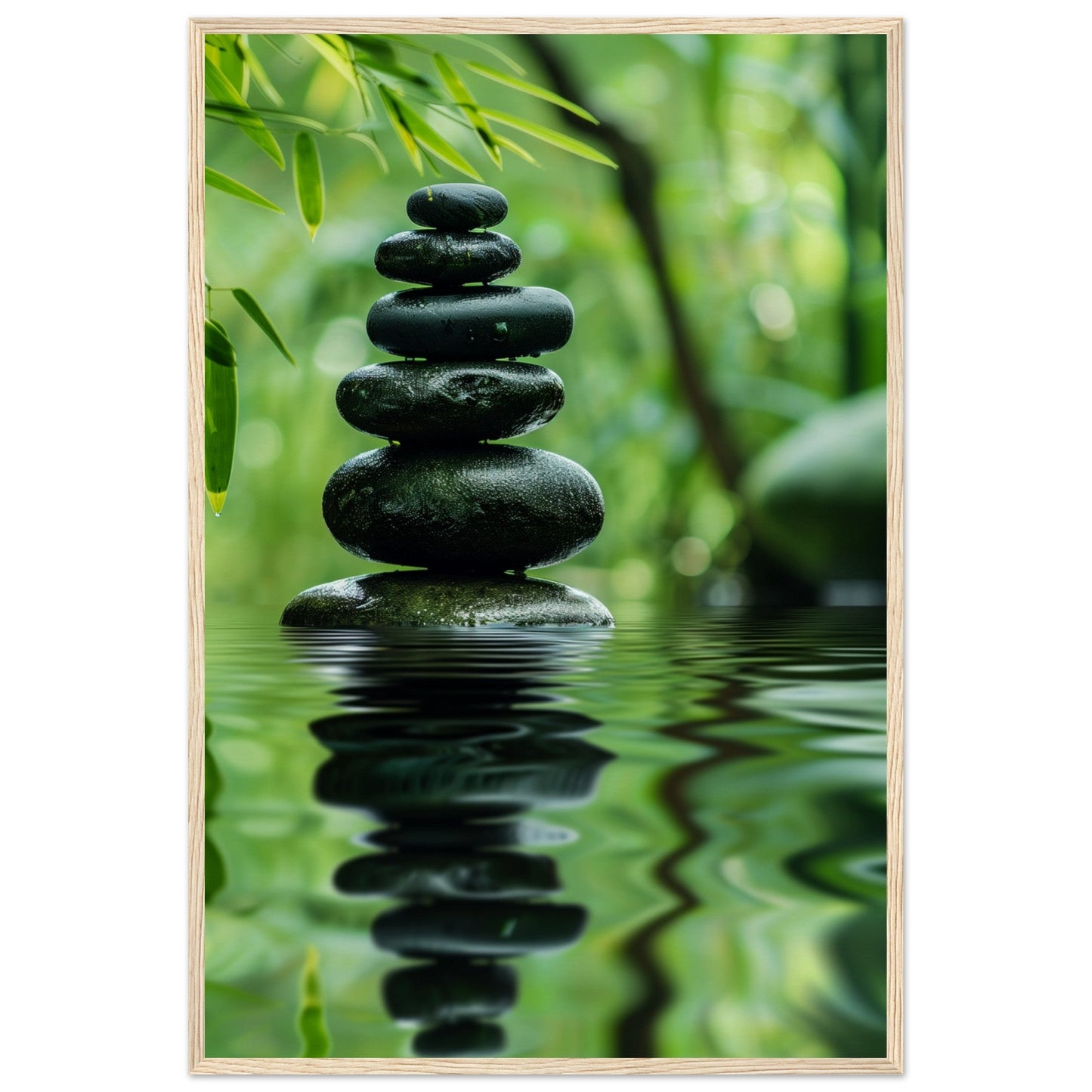 Affiche Nature Zen ( 60x90-cm-Bois-clair)