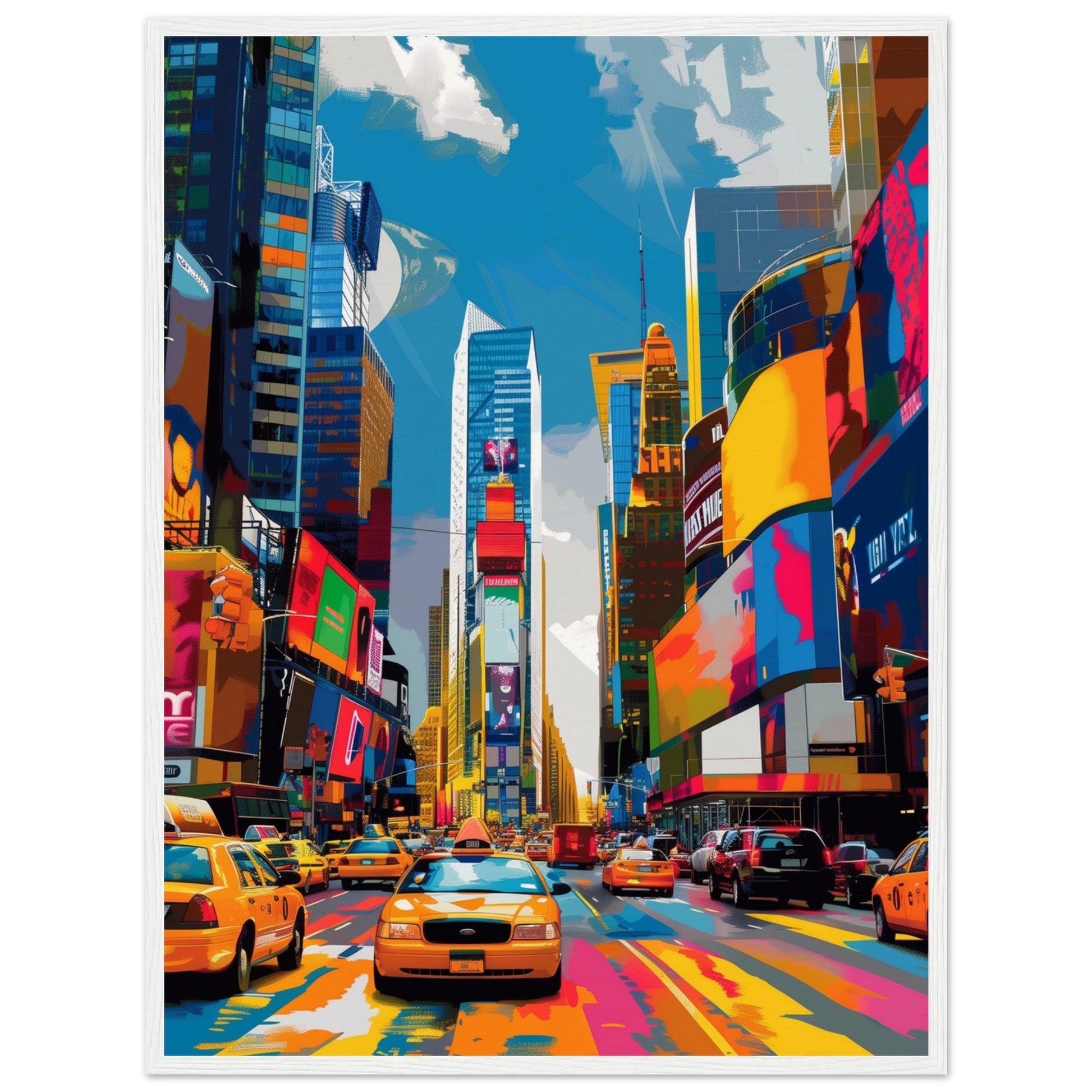 Affiche New York ( 60x80-cm-Bois-blanc)