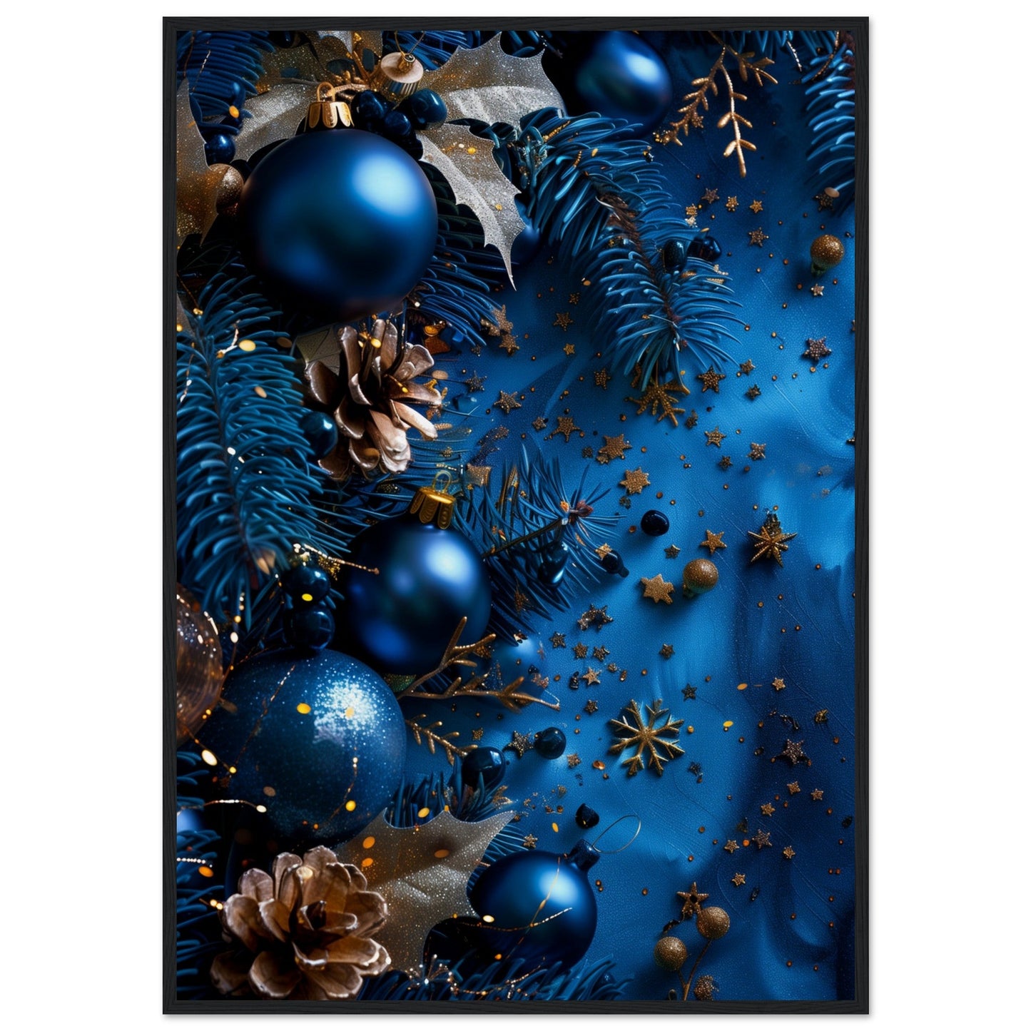 Affiche Noël Bleu ( 70x100-cm-Bois-noir)