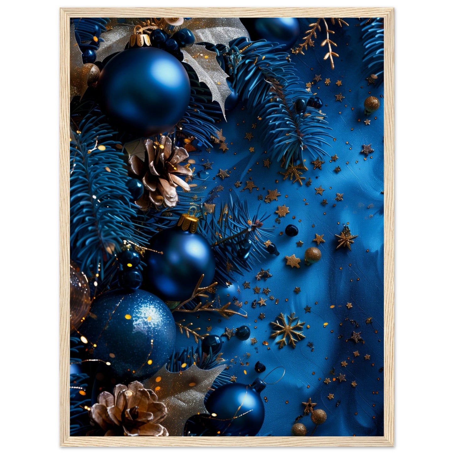 Affiche Noël Bleu ( 45x60-cm-Bois-clair)