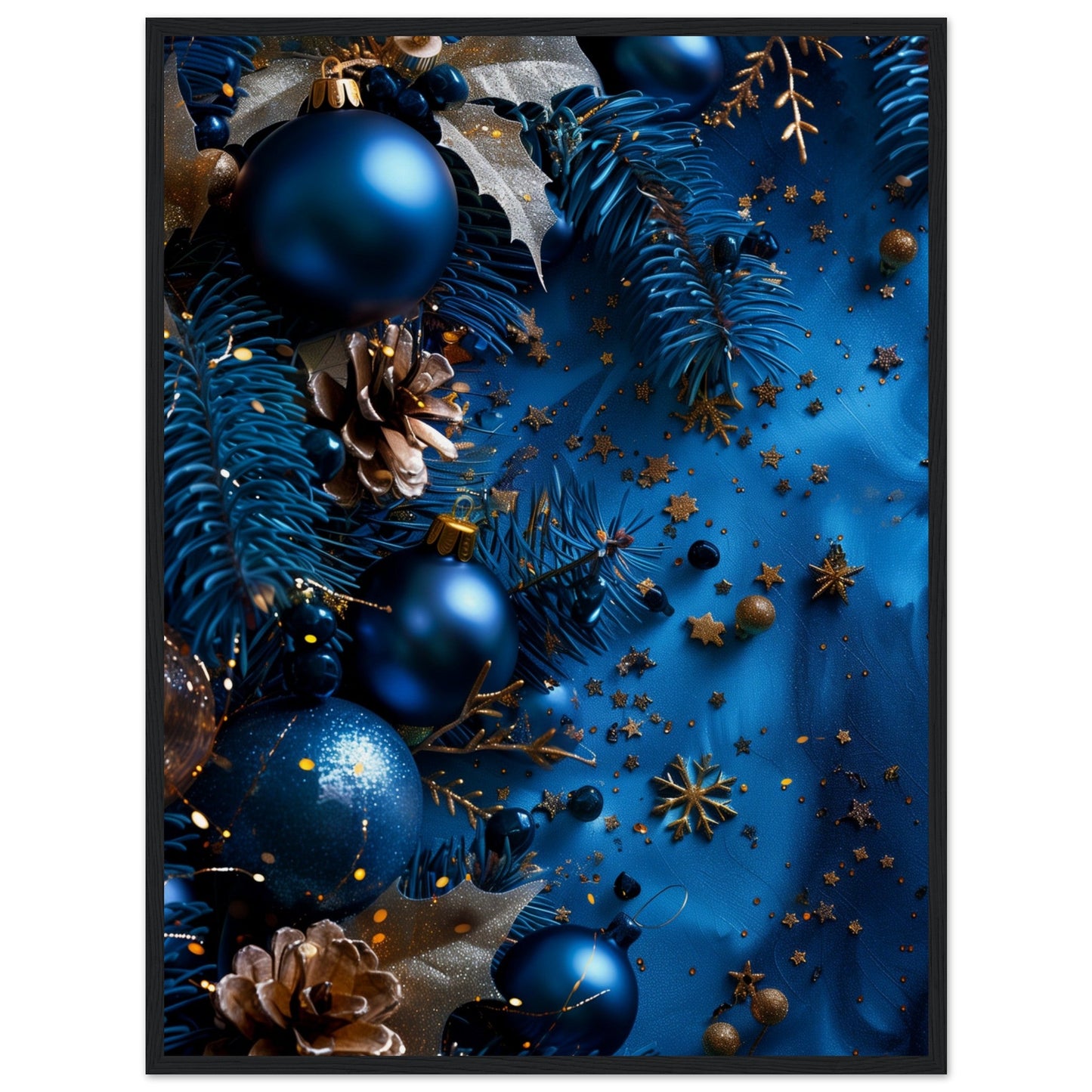 Affiche Noël Bleu ( 60x80-cm-Bois-noir)