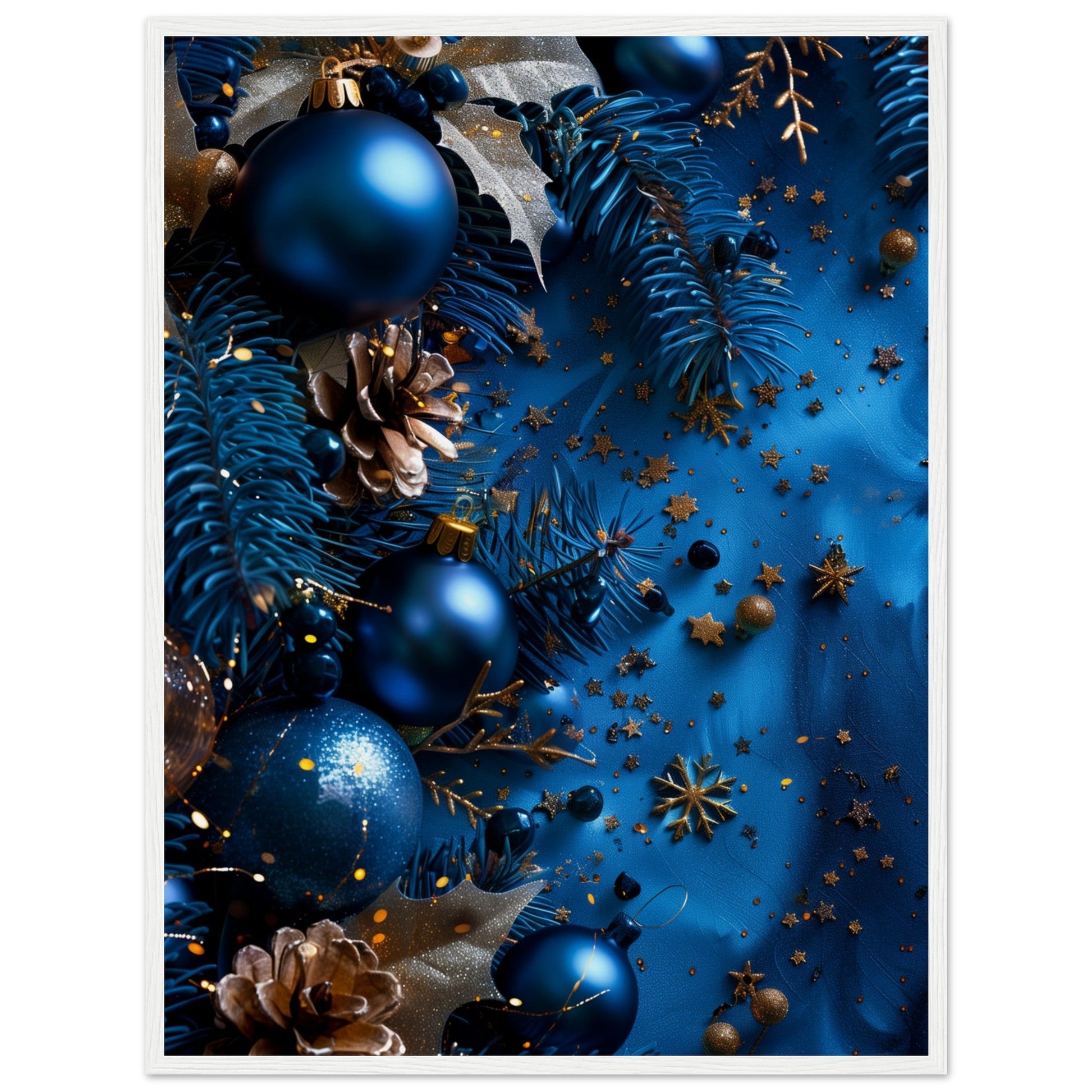 Affiche Noël Bleu ( 60x80-cm-Bois-blanc)