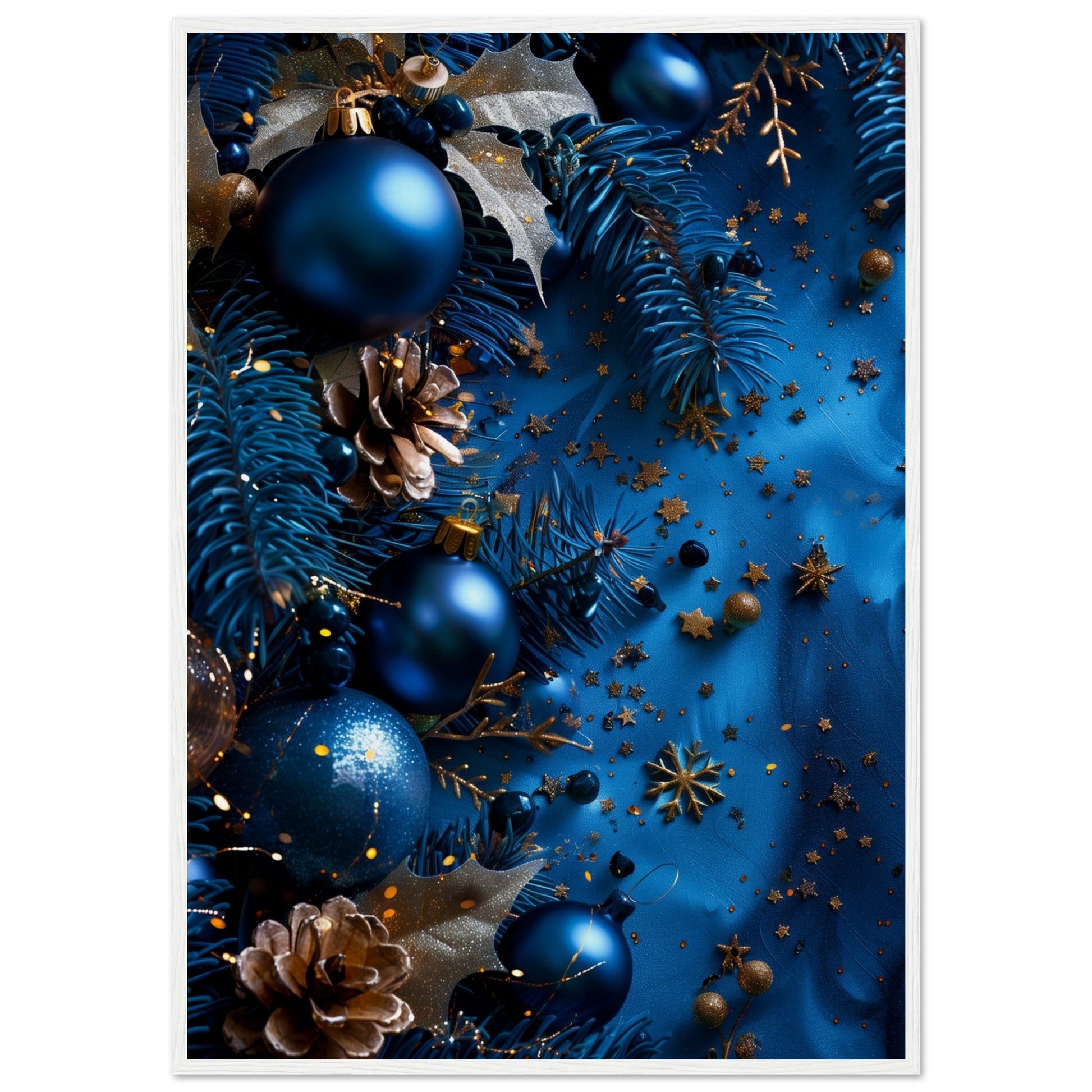 Affiche Noël Bleu ( 70x100-cm-Bois-blanc)