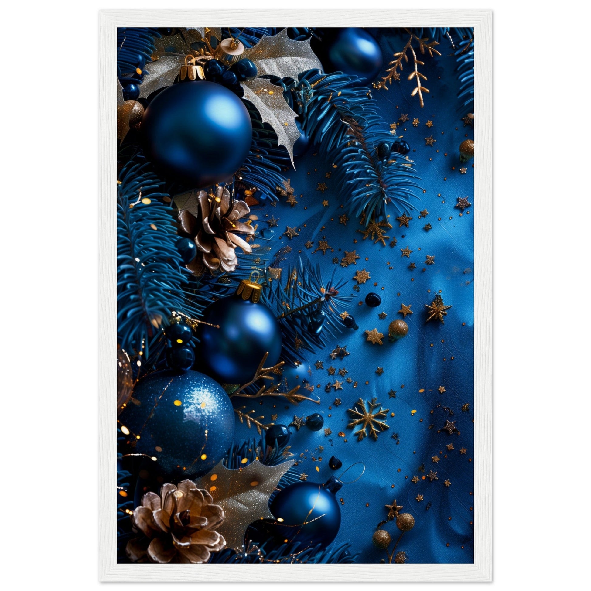 Affiche Noël Bleu ( 30x45-cm-Bois-blanc)