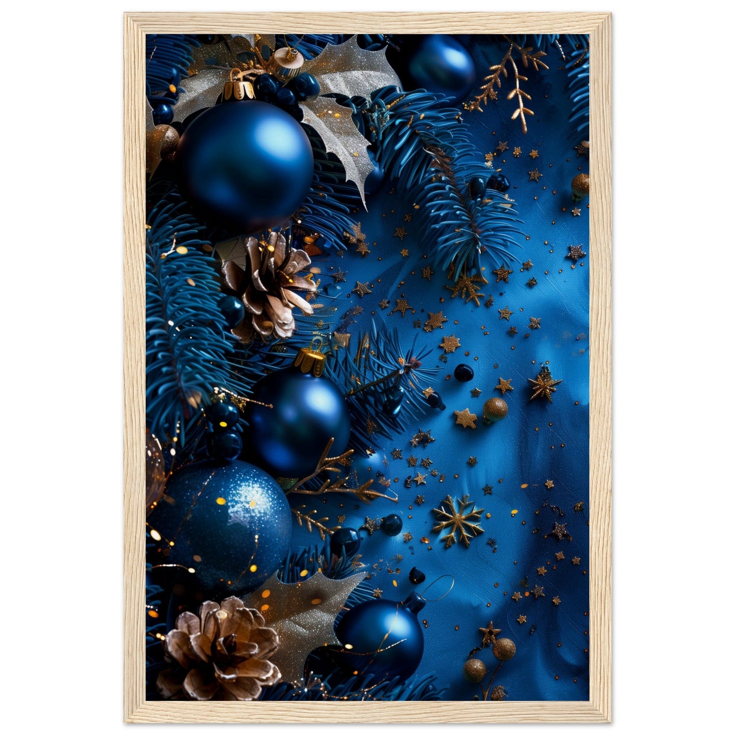 Affiche Noël Bleu ( 30x45-cm-Bois-clair)