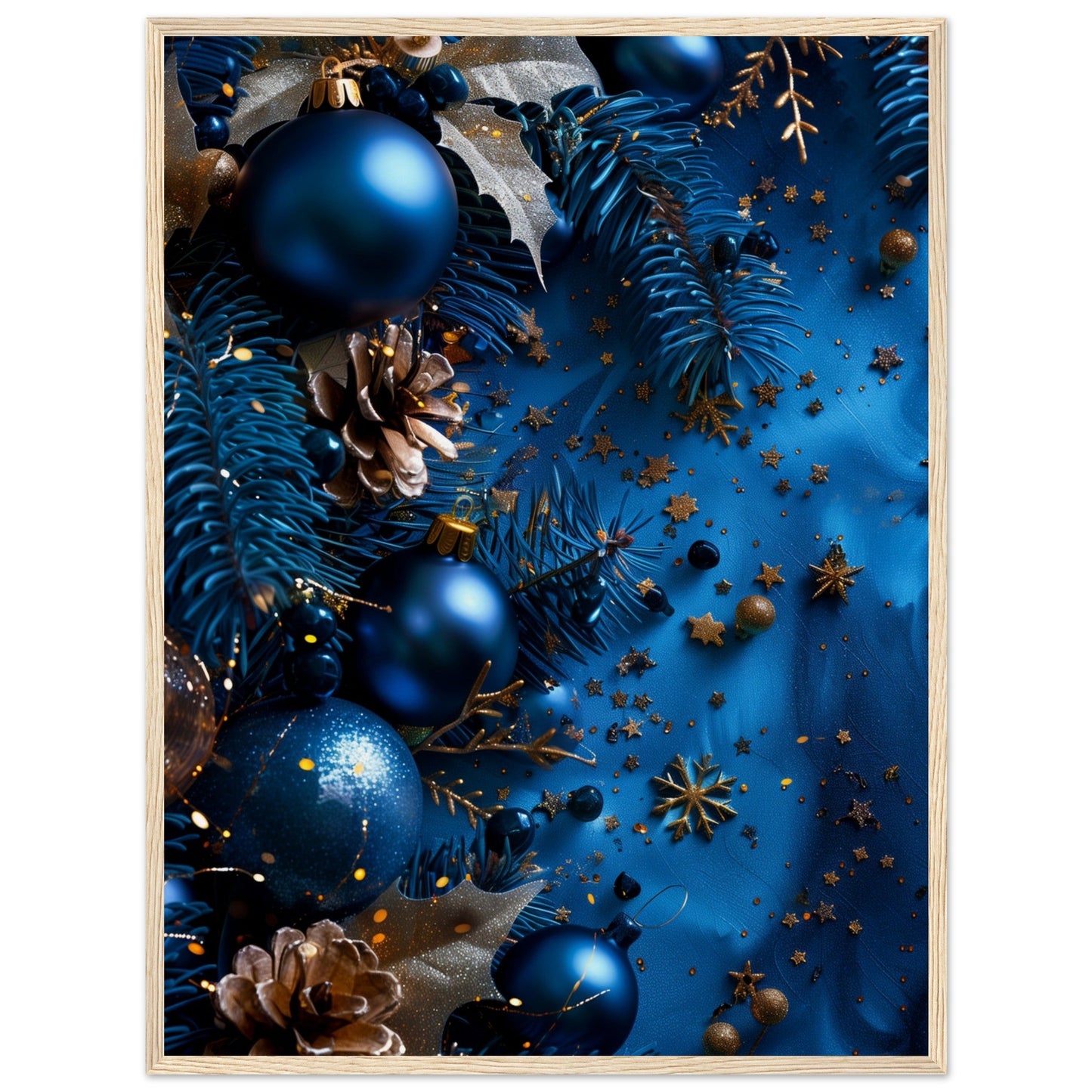 Affiche Noël Bleu ( 60x80-cm-Bois-clair)