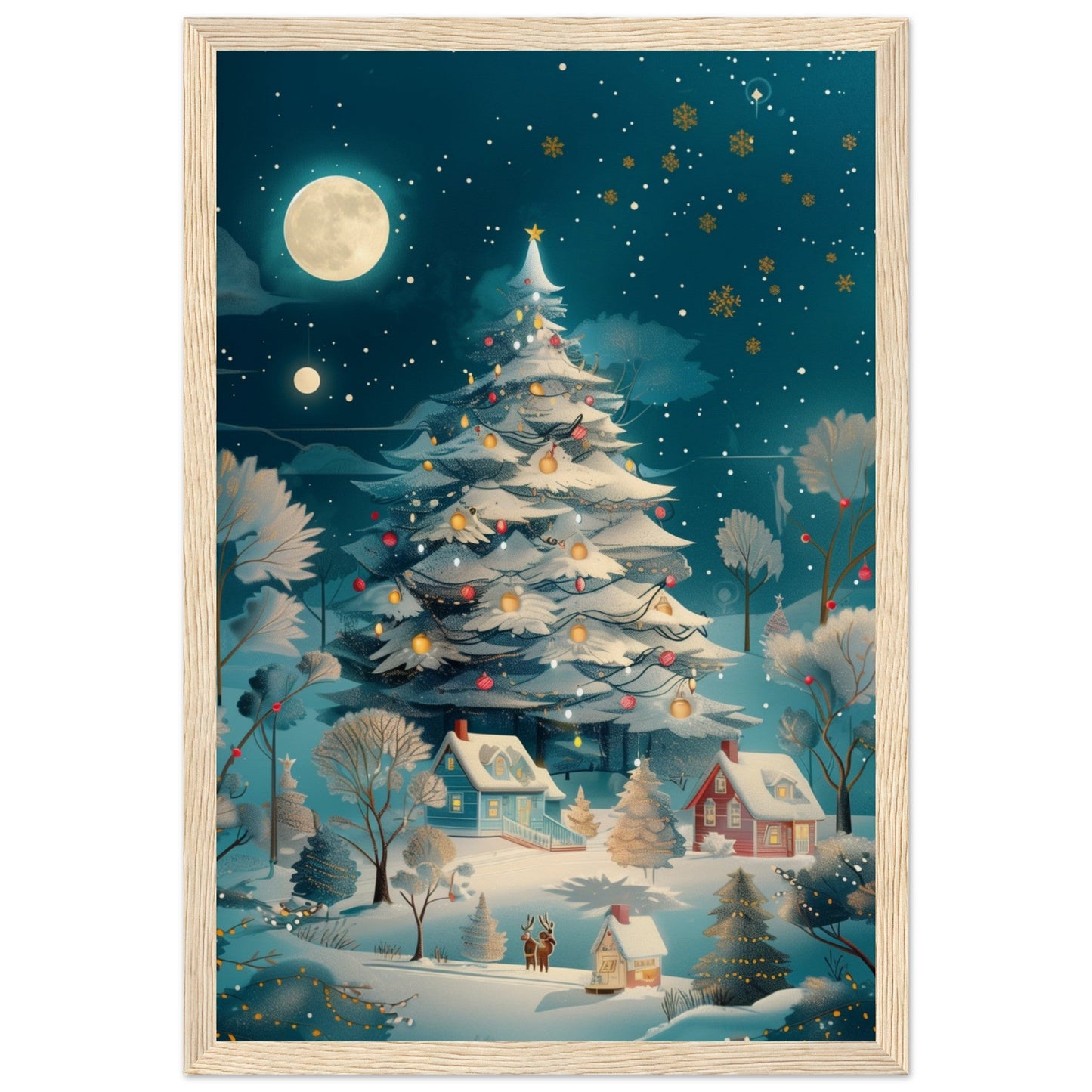 Affiche Noël Moderne ( 30x45-cm-Bois-clair)