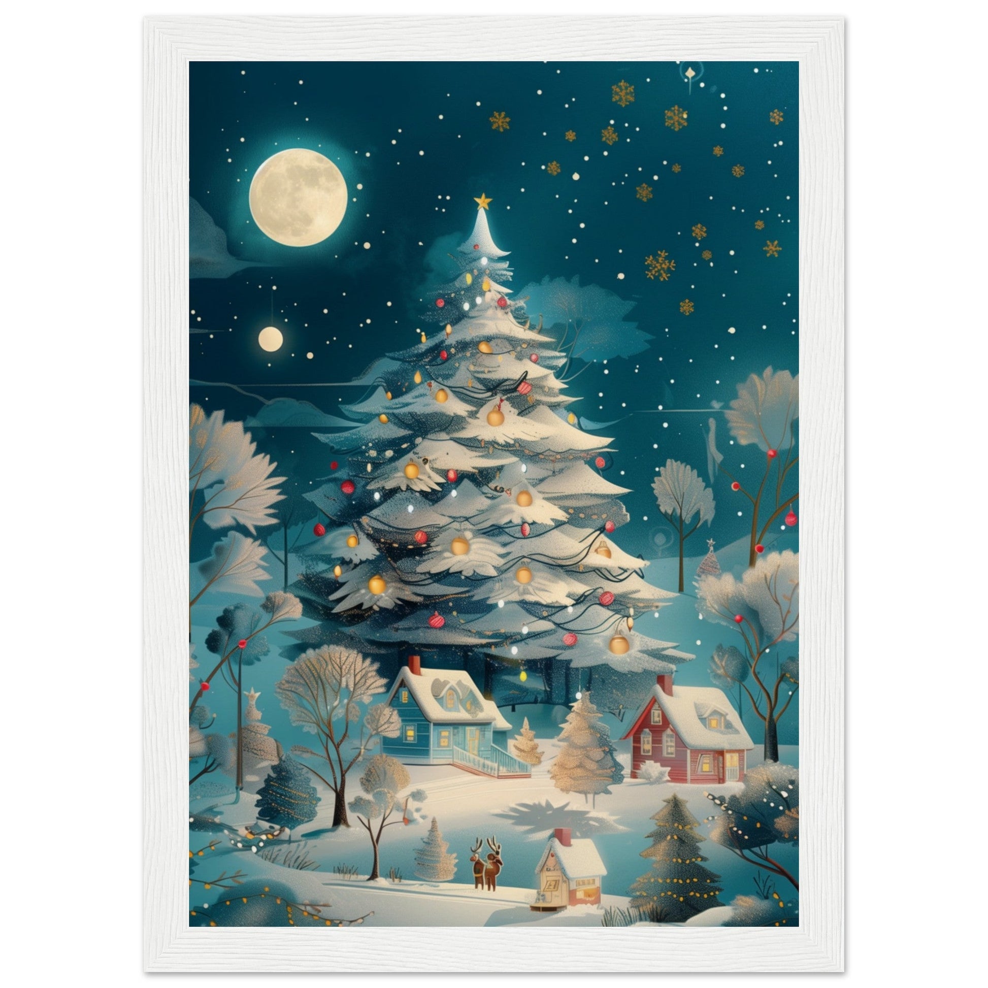 Affiche Noël Moderne ( 21x29.7-cm-Bois-blanc)